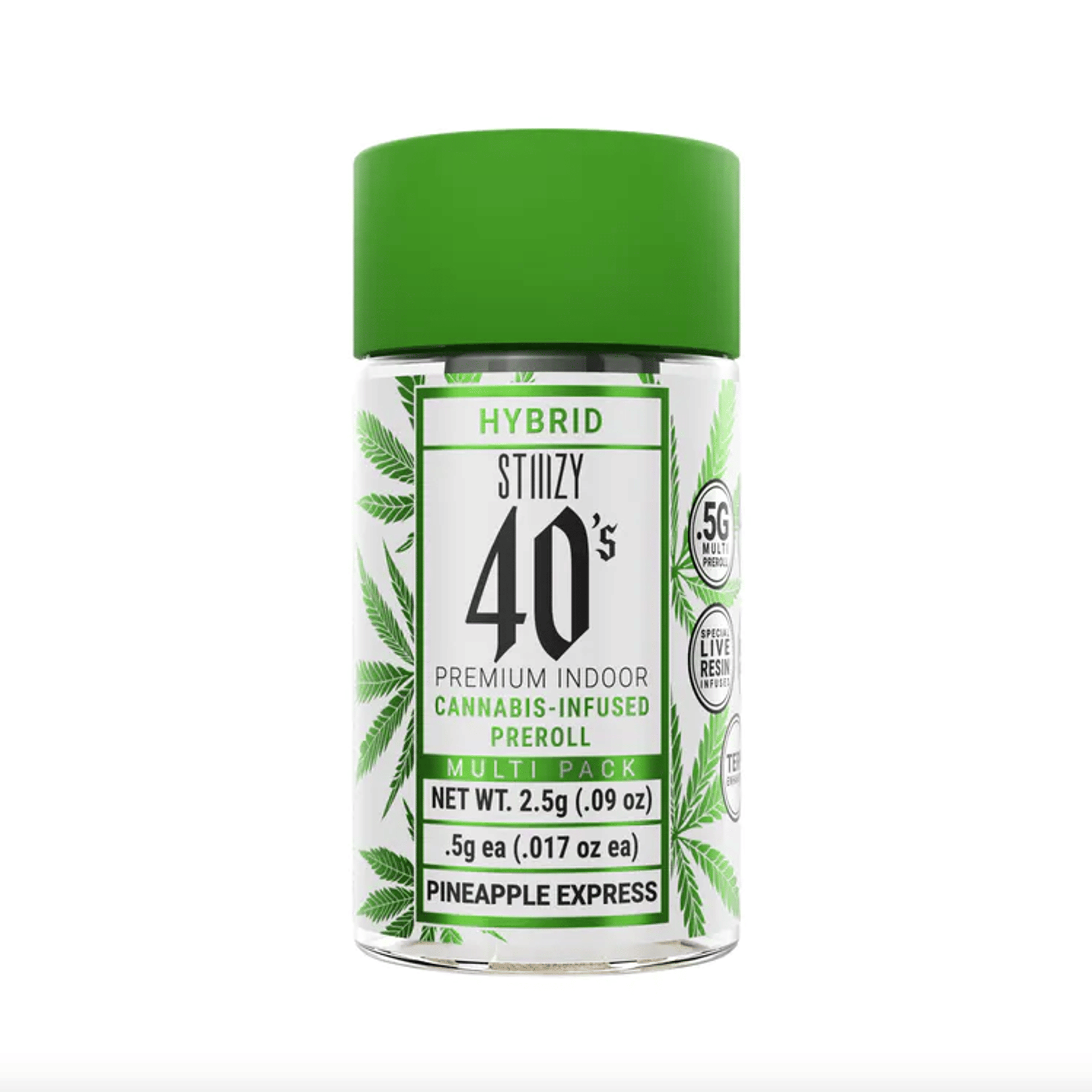STIIIZY 40's | .5gx5pk - Pineapple Express - Infused Pre-Rolls - Hybrid - STIIIZY - - $33 - Pre-Rolls