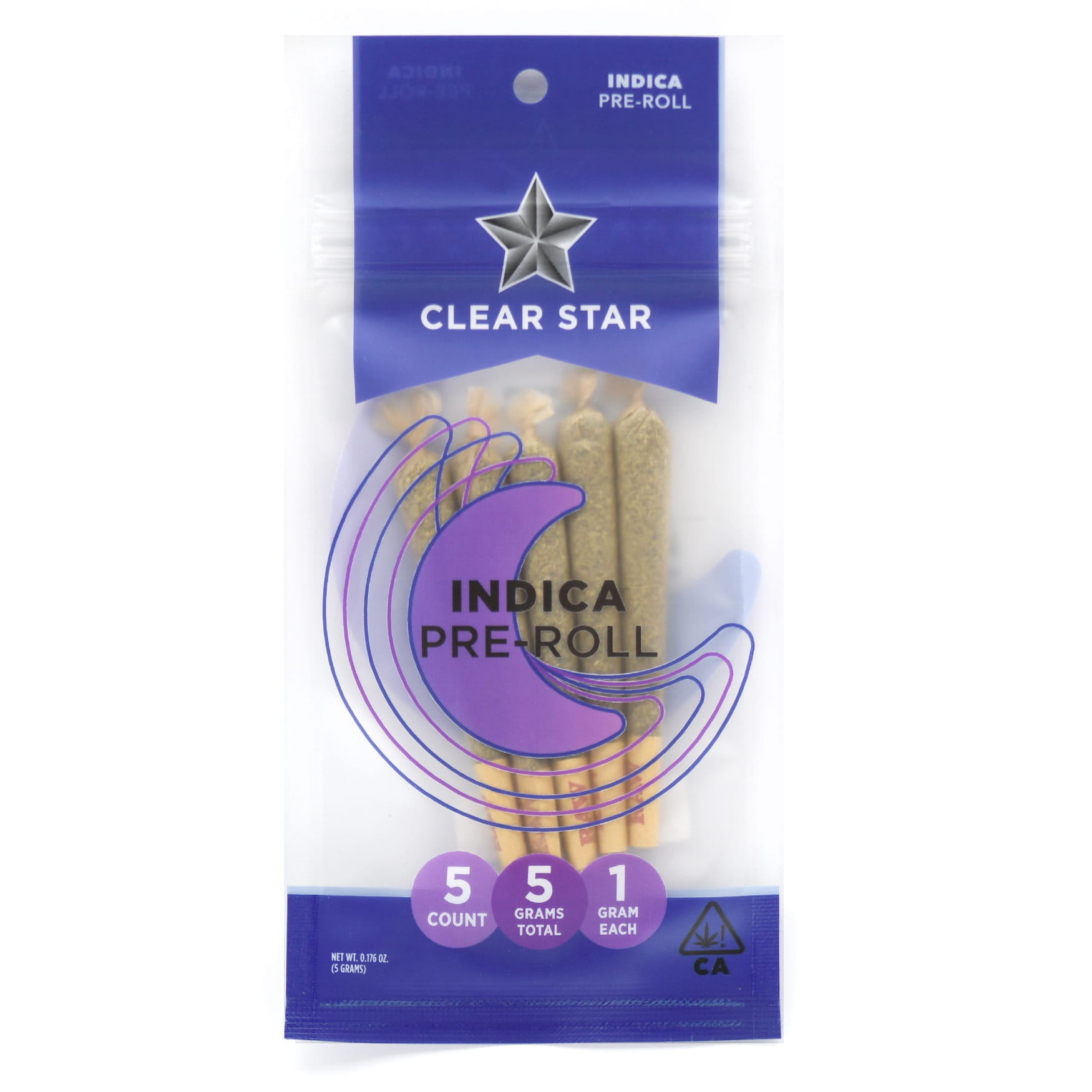 Clear Star Indica 5 Pack Pre-Rolls **SPECIAL PRICING** - Clear Star - 5g - $20.02 - Prerolls