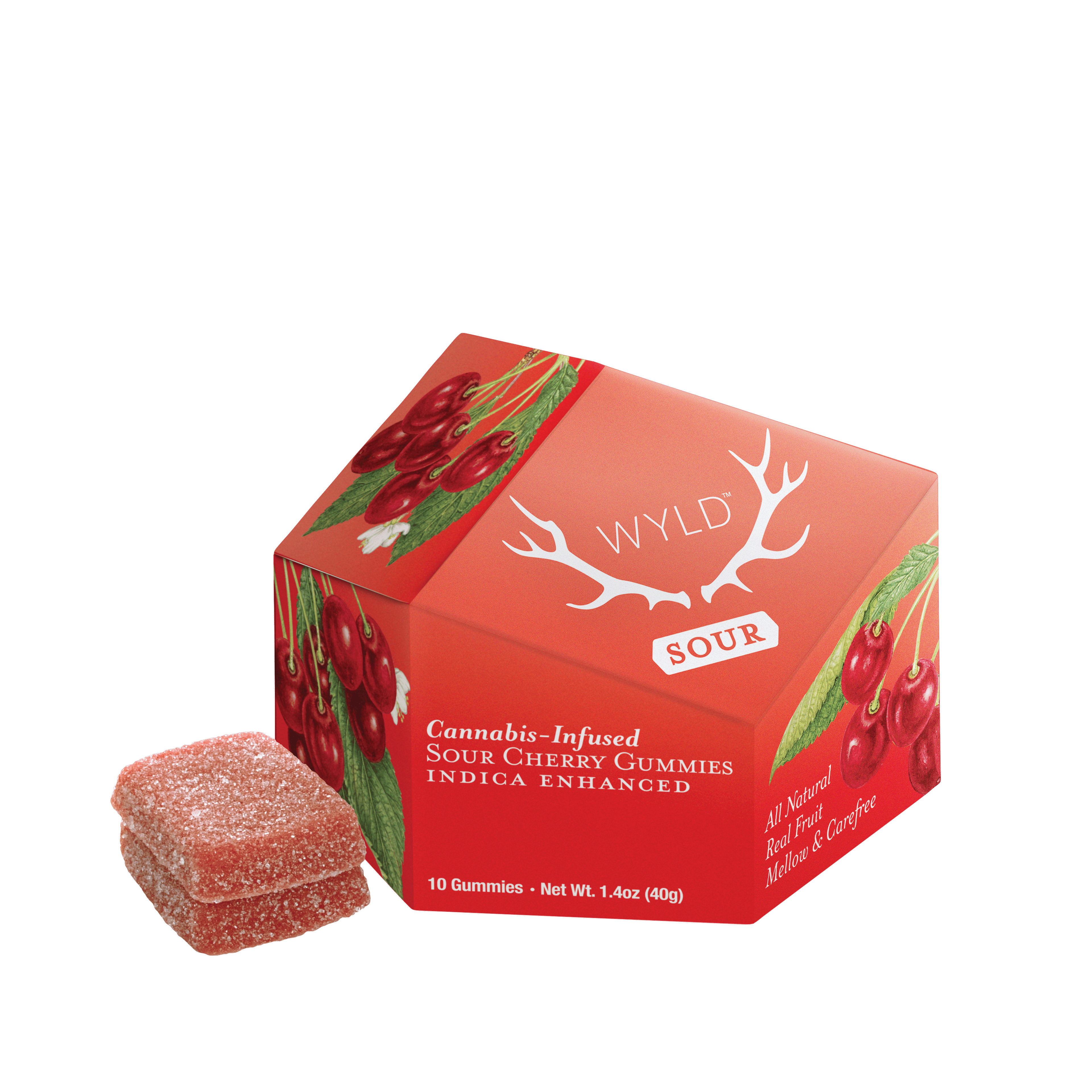 Sour Cherry Indica Enhanced Gummies - WYLD Edibles - 10 Piece - $20 - Edibles