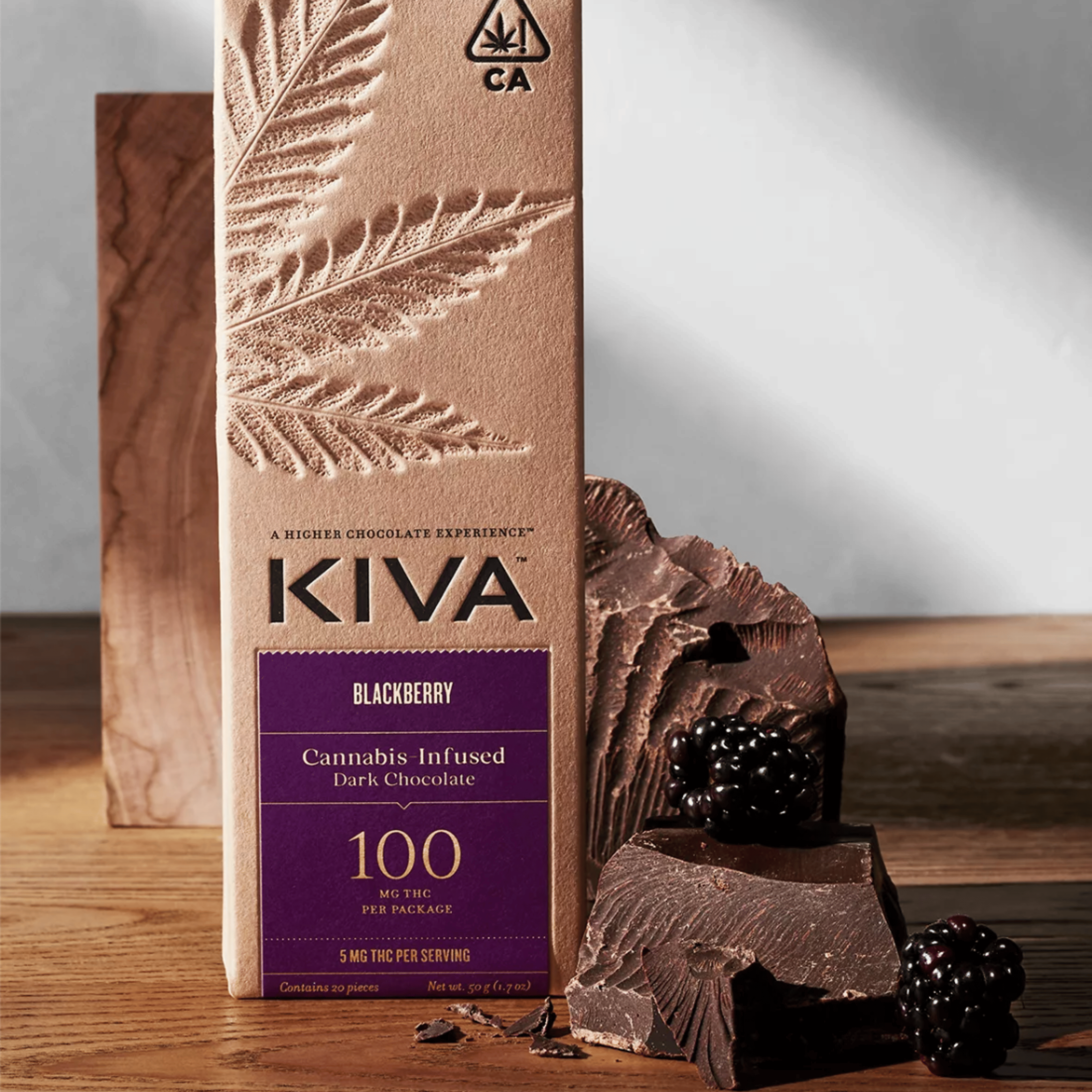 Kiva: Blackberry* Dark Chocolate Bar - Kiva Confections - - $29 - Edibles