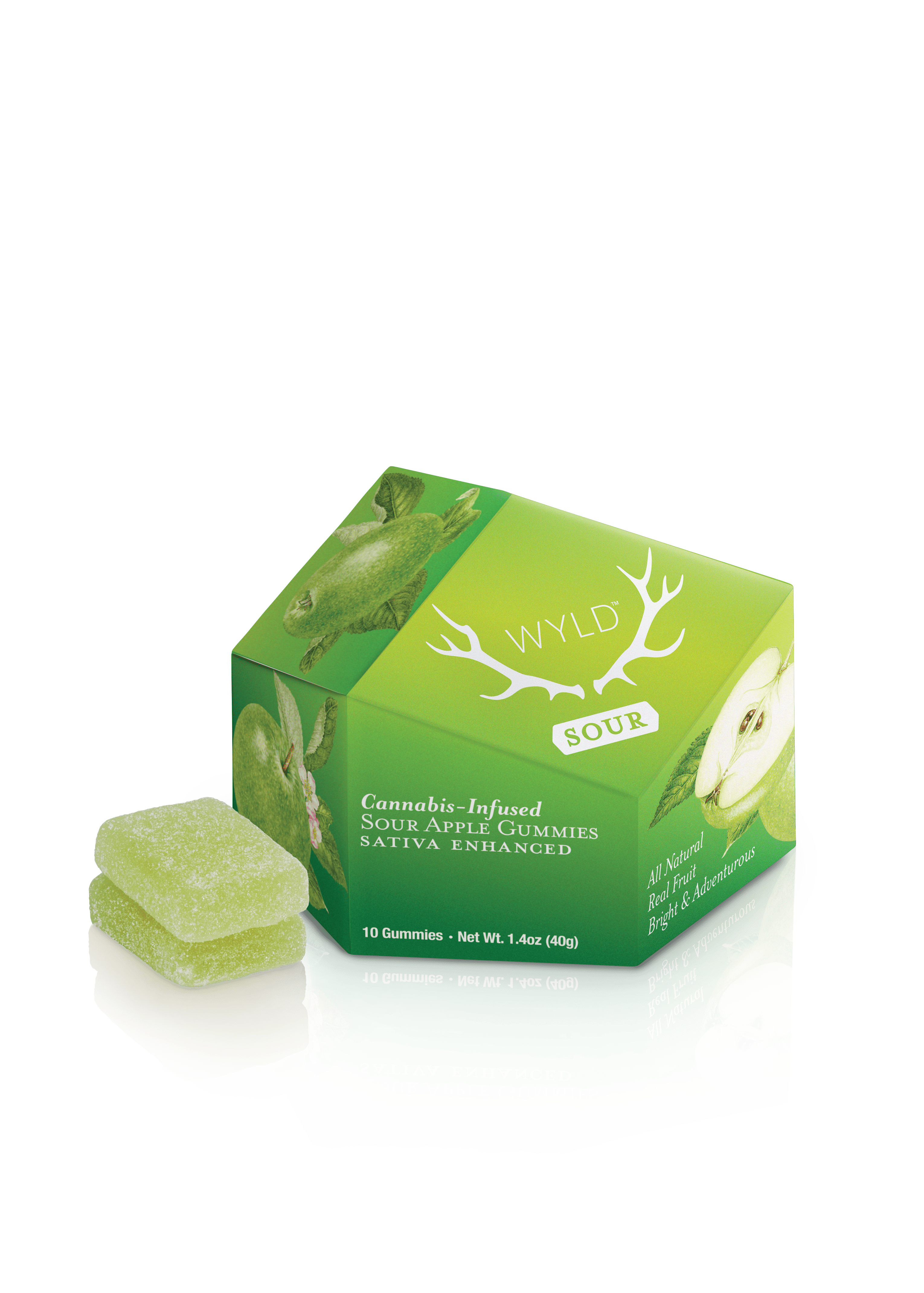 Sour Apple Sativa Enhanced Gummies - WYLD Edibles - 10 Piece - $20 - Edibles