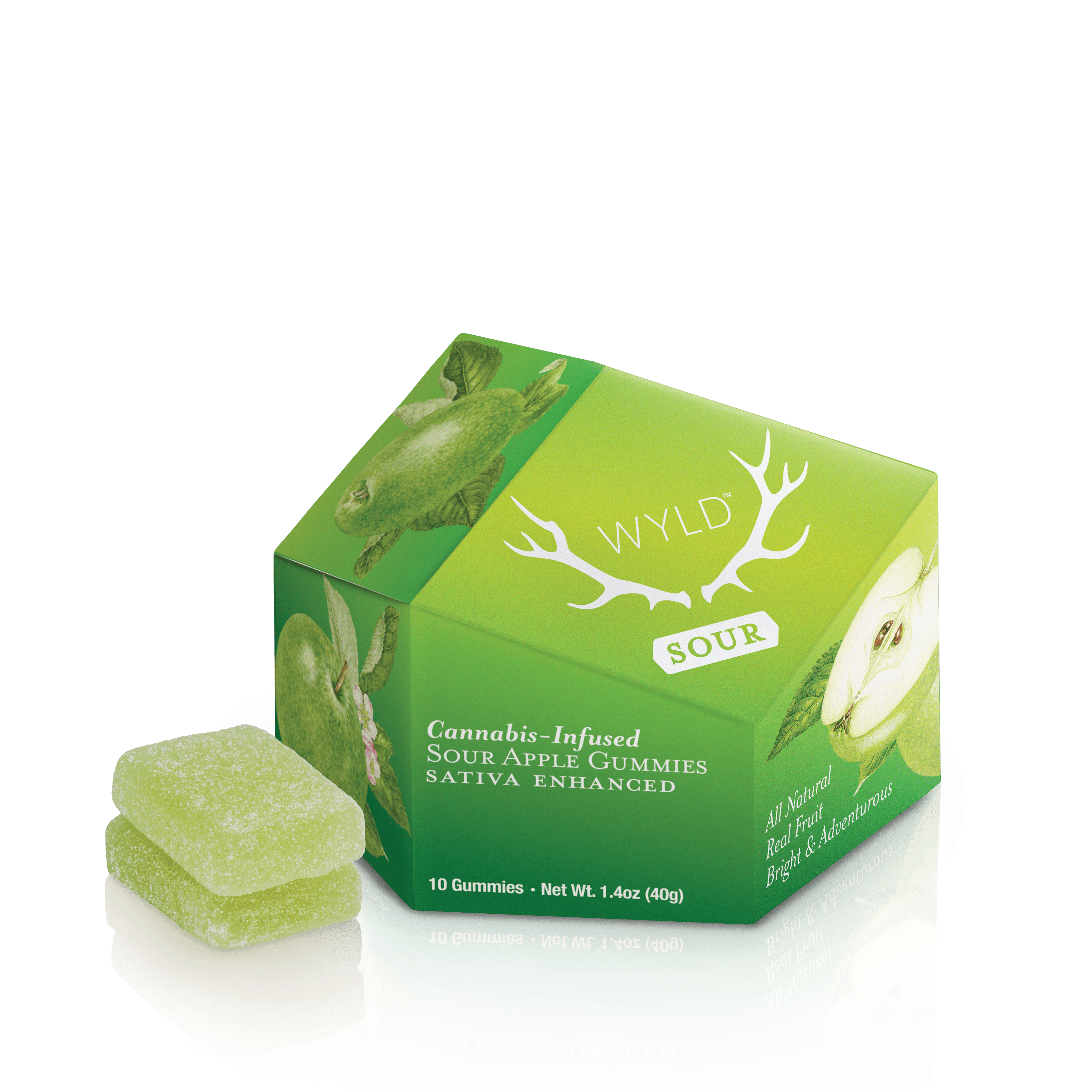 Sour Apple Sativa Enhanced Gummies - WYLD Edibles - 10 Piece - $20 - Edibles