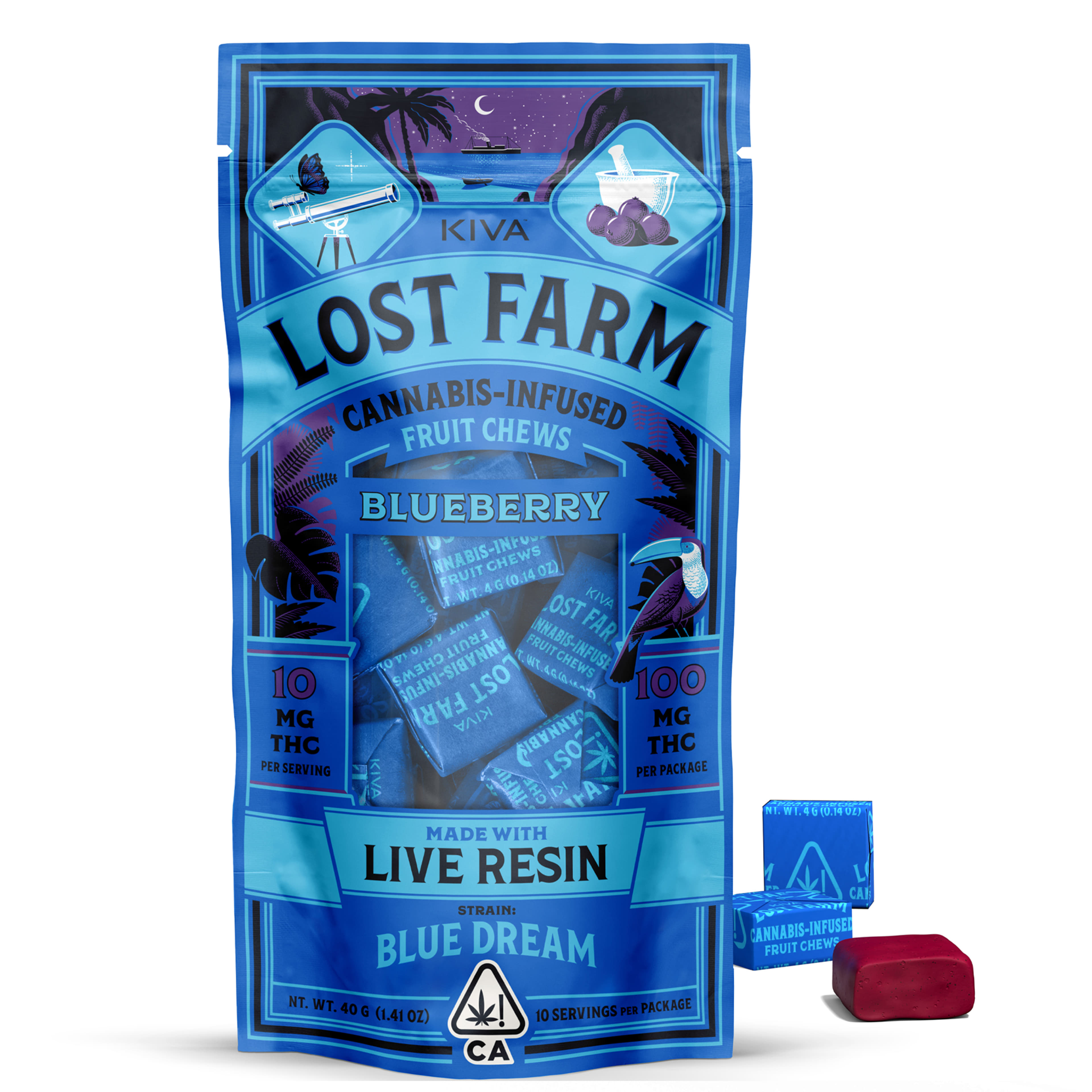 Blueberry Blue Dream Lost Farm Chews - Kiva Confections - Blueberry - $19 - Edibles
