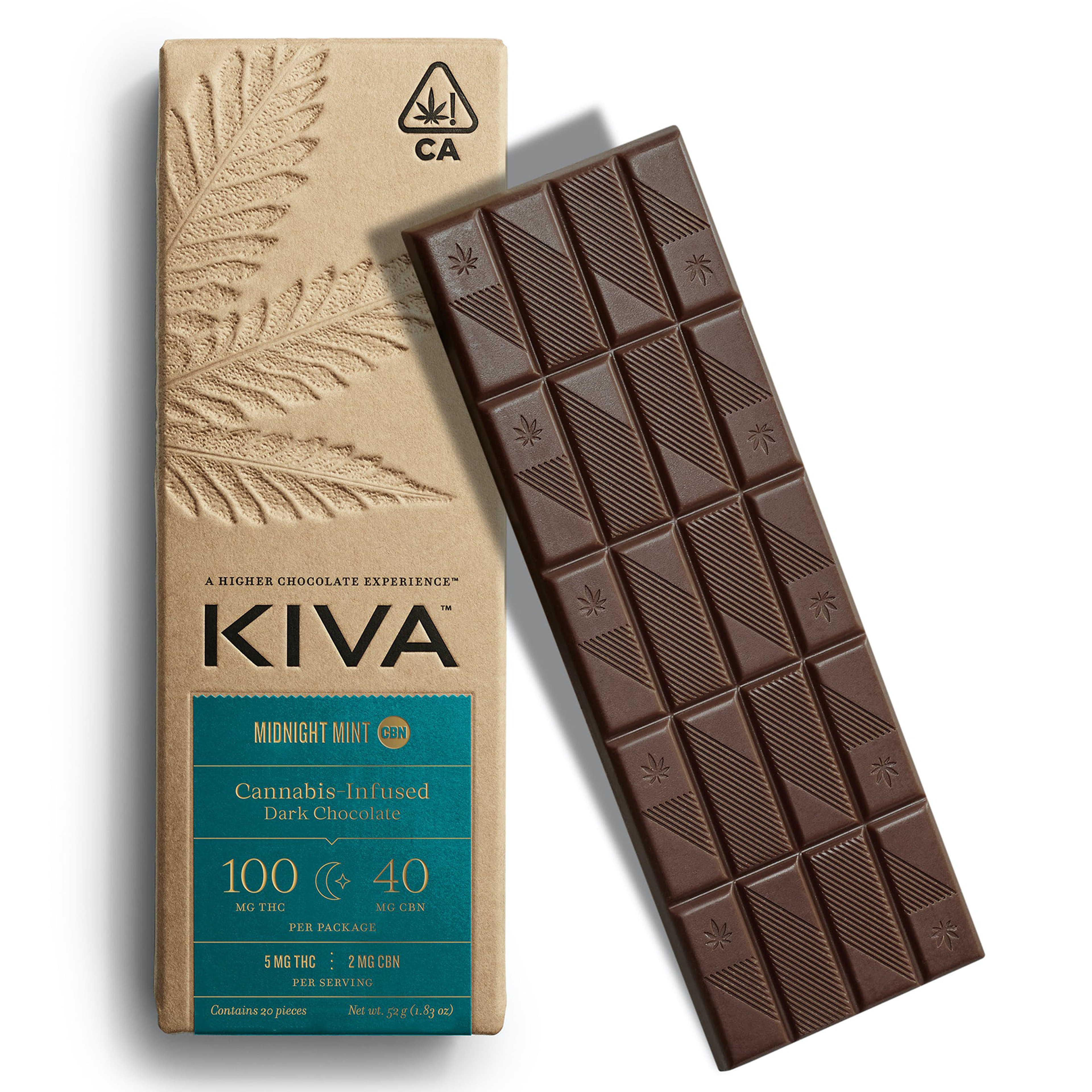 (CBN) Dark Chocolate Midnight Mint Kiva Bar - Kiva Confections - Dark Chocolate Midnight Mint (CBN) - $20 - Edibles