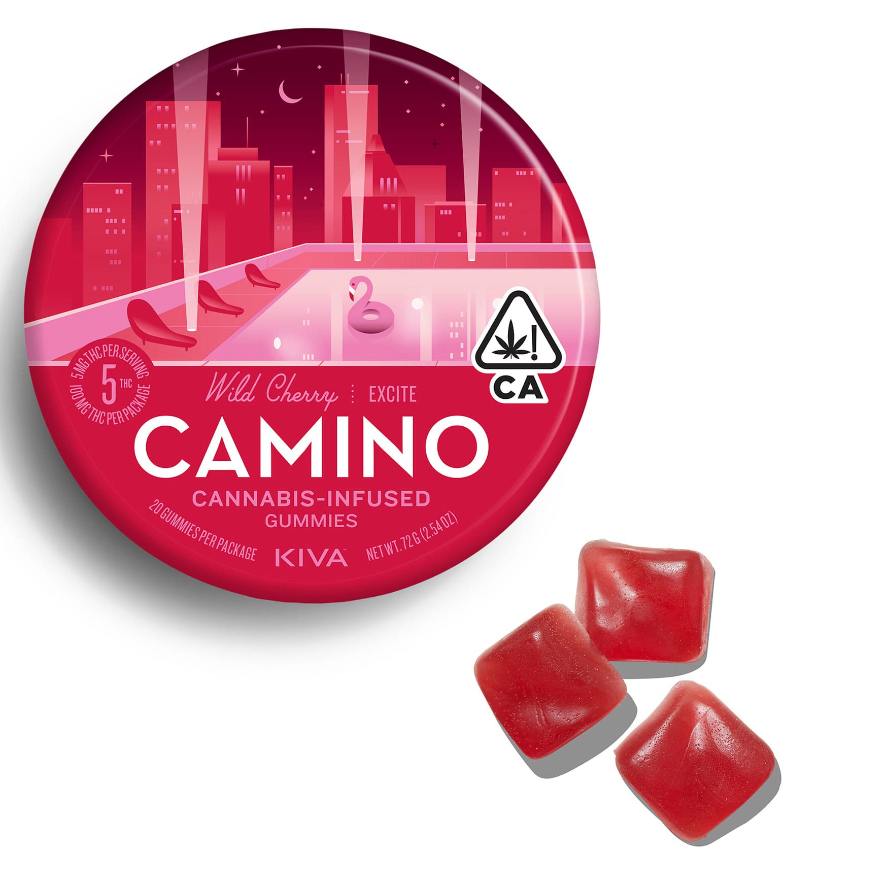 Wild Cherry Exhilarate THC/CBG/CBC (S) Camino Gummies - Kiva Confections - Wild Cherry (S) - $19 - Edibles