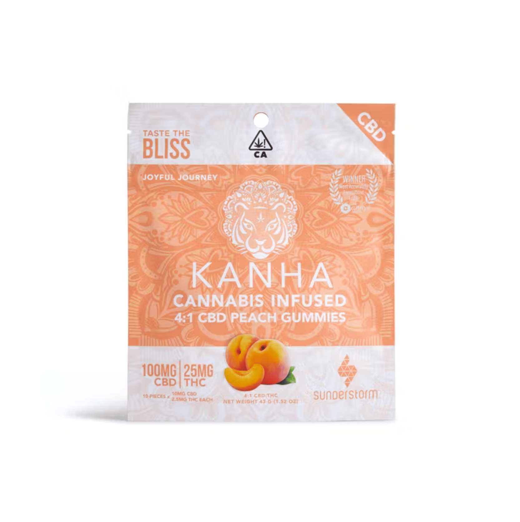 Peach 4:1 Gummies (CBD) - Kanha -  - $20 - Edible