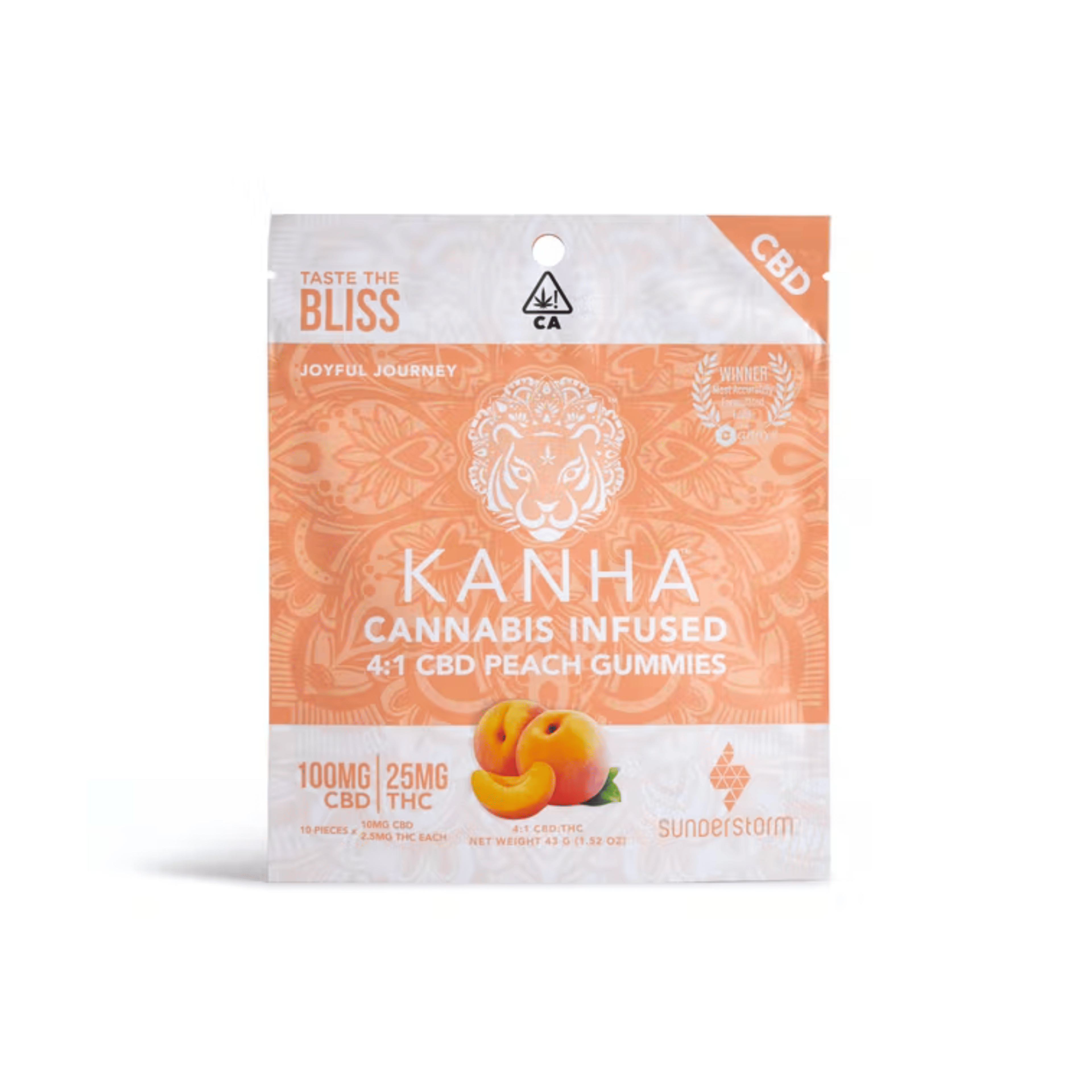 Peach 4:1 Gummies (CBD) - Kanha - - $20 - Edible
