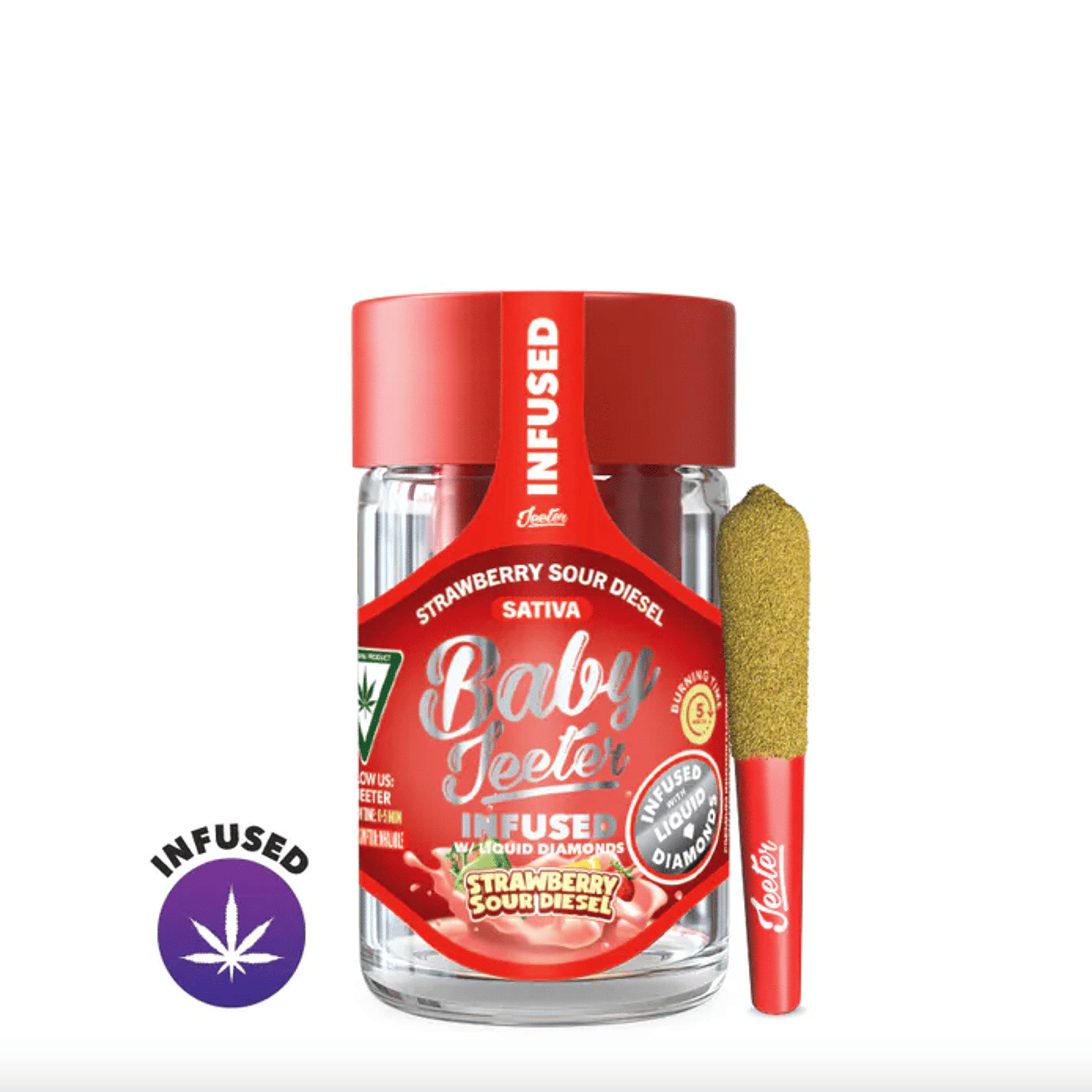 Jeeter Baby | .5gx5pk - Strawberry Sour Diesel - INFUSED Pre-Rolls - Sativa - Jeeter - - $35 - Pre-Rolls