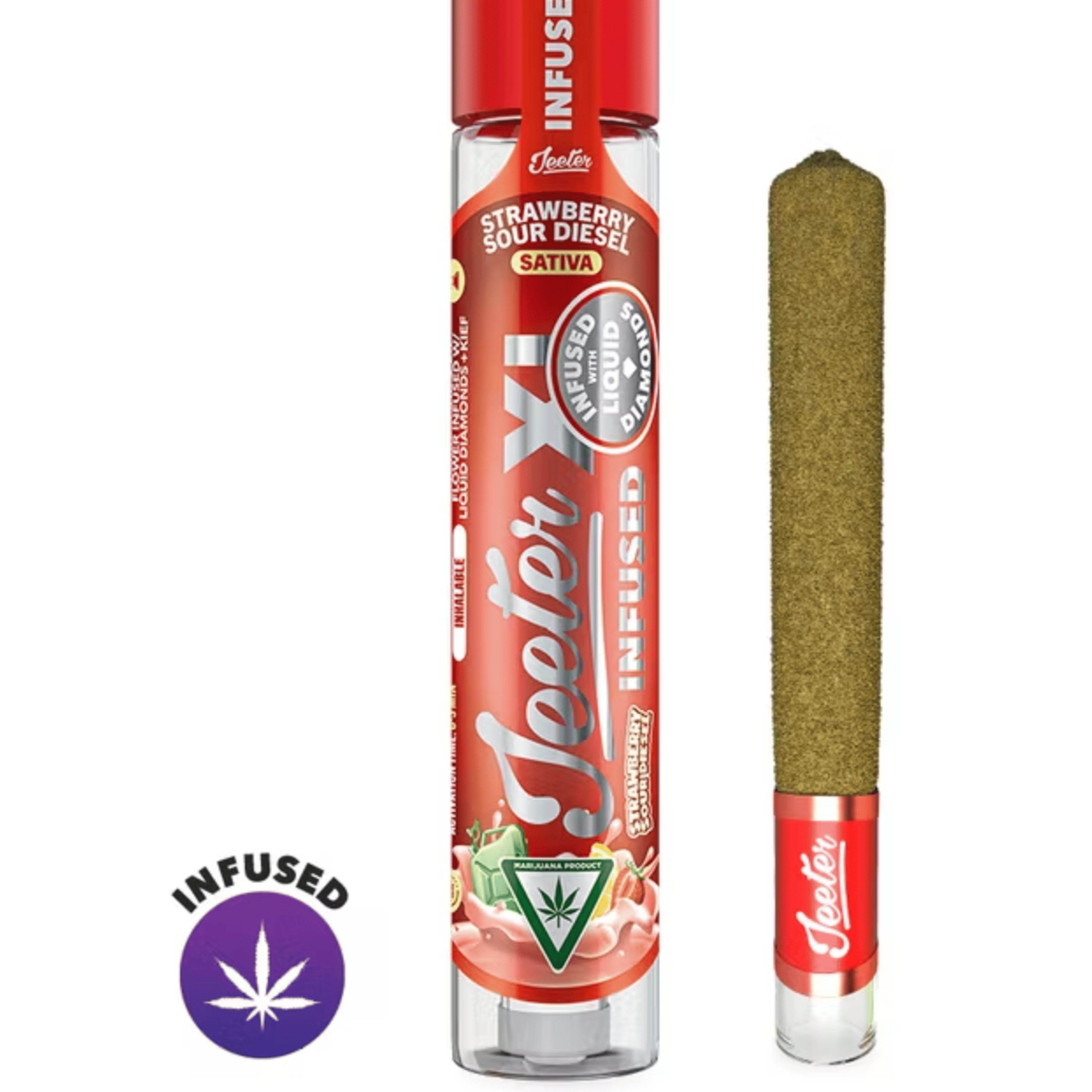 Strawberry Sour Diesel Infused 2g XL Preroll - Jeeter - - $42.50 - Pre-Rolls