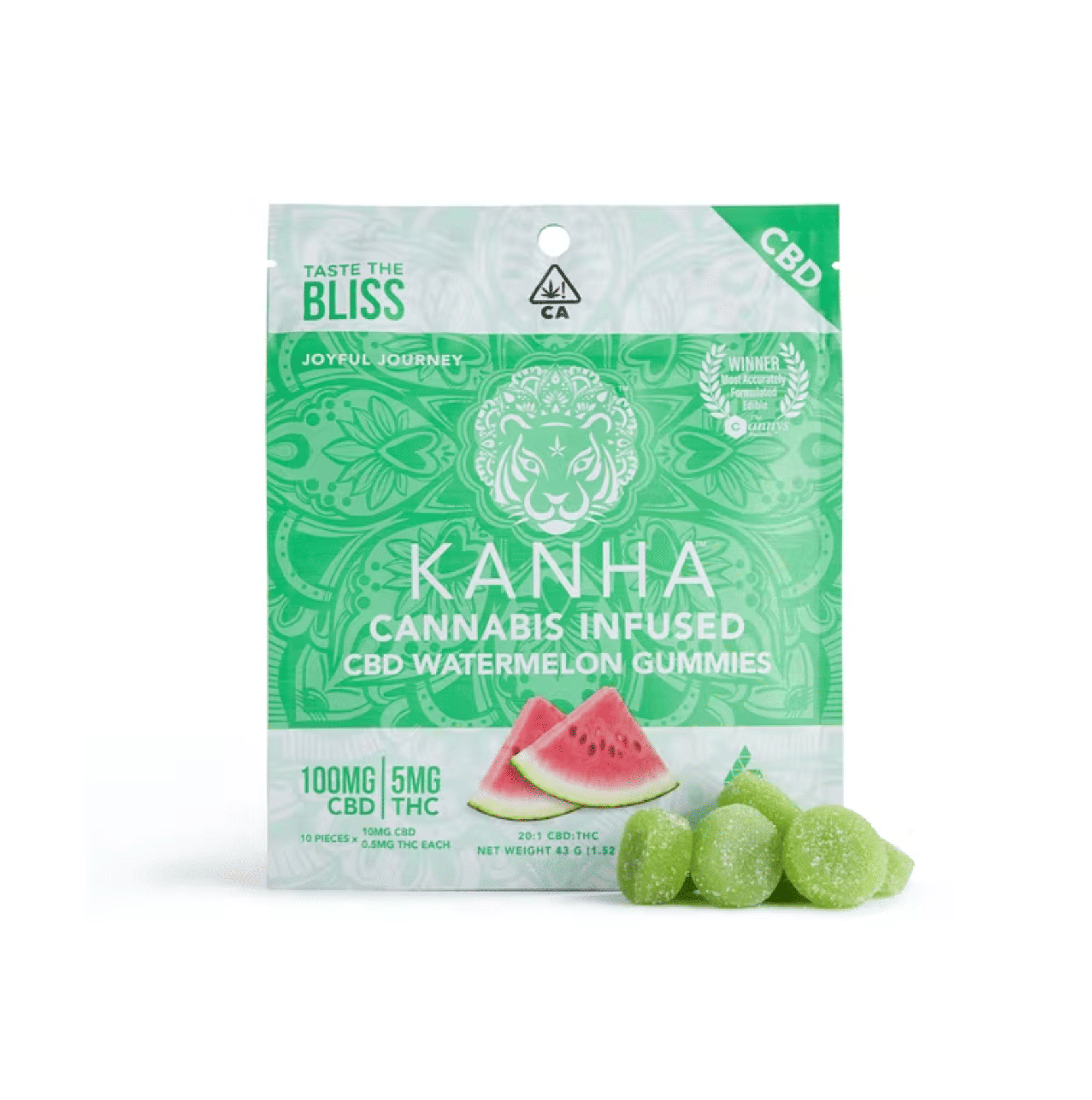 Watermelon 20:1 Gummies (CBD) - Kanha -  - $20 - Edible