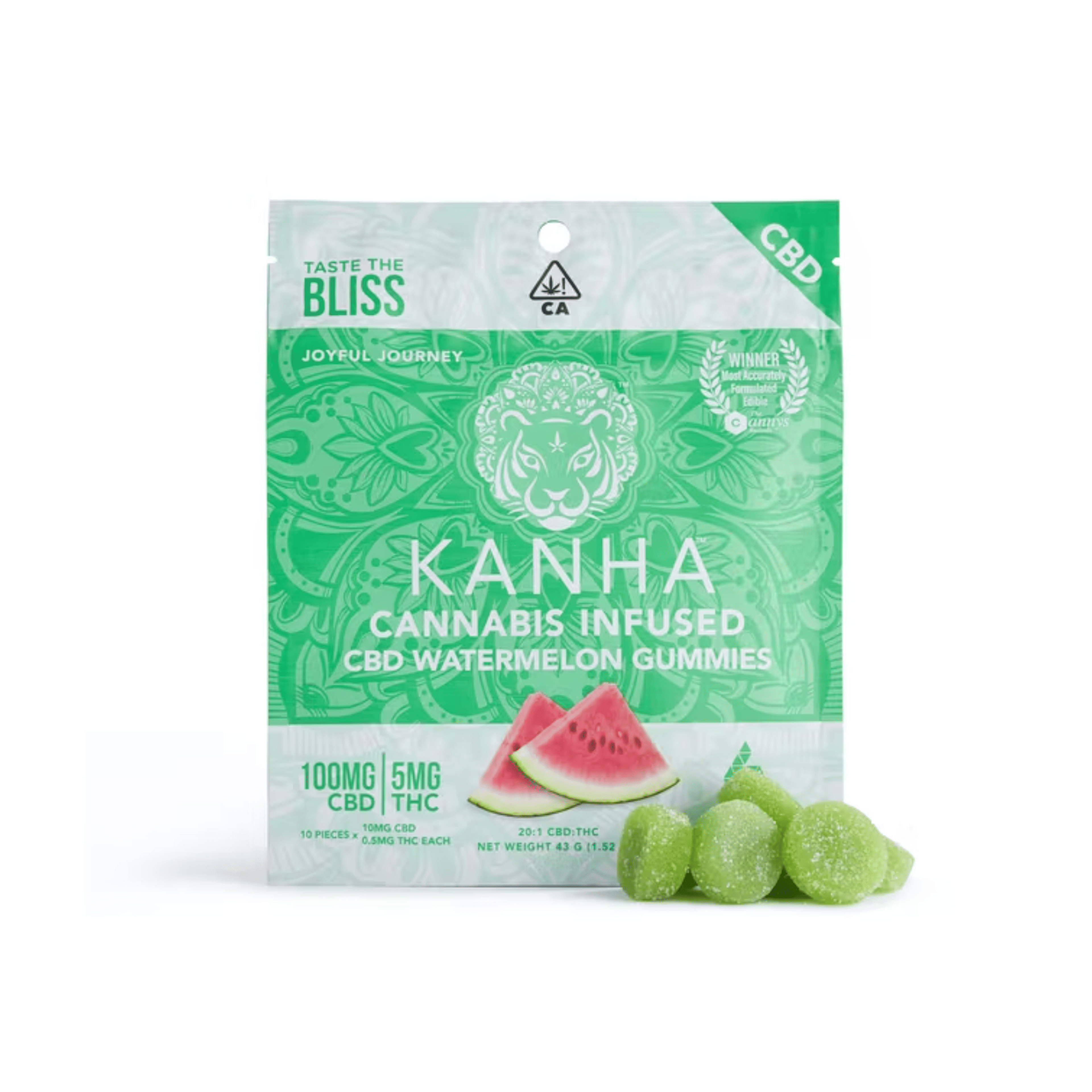 Watermelon 20:1 Gummies (CBD) - Kanha - - $20 - Edible