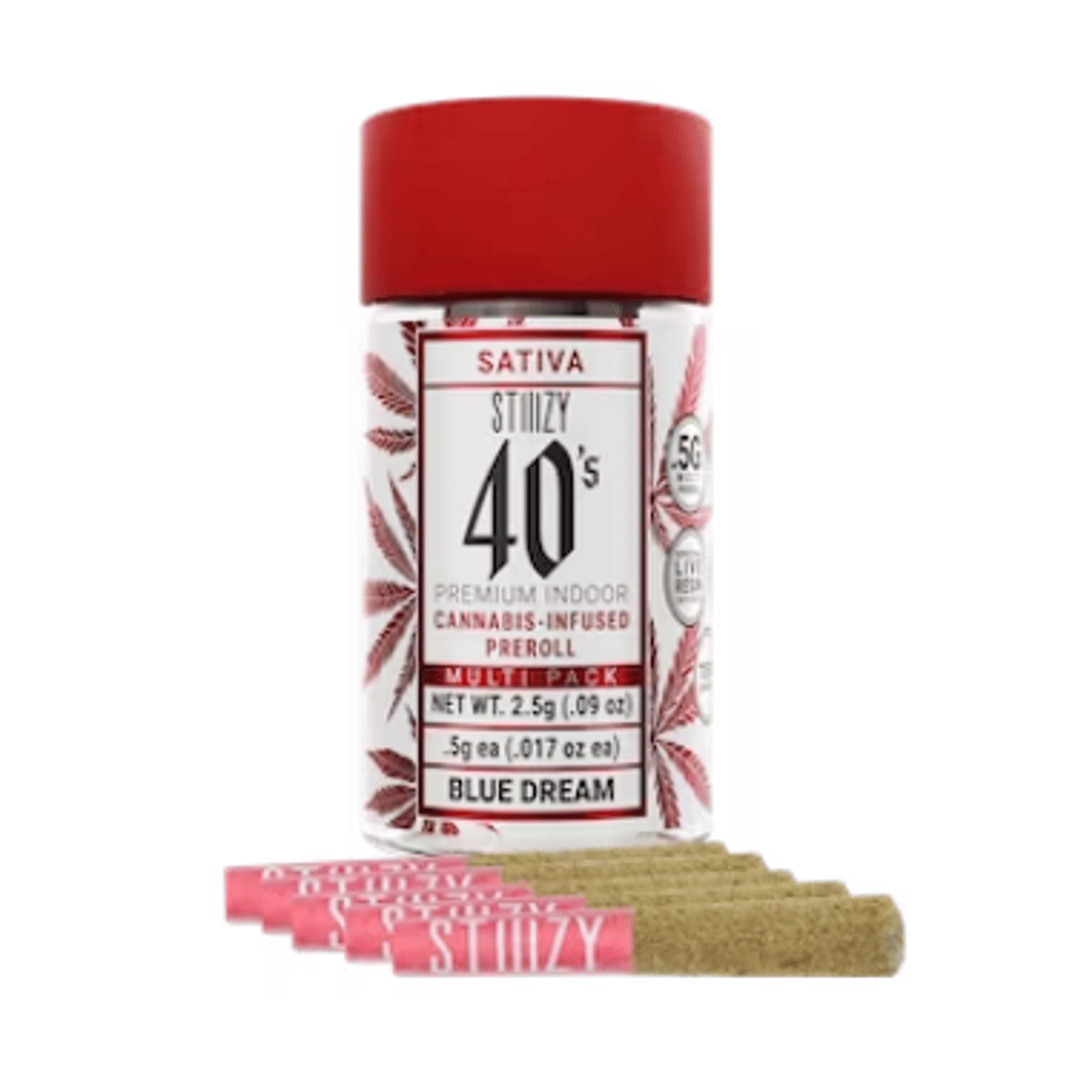 STIIIZY | Infused 40's Blue Dream Pre-Roll 5pk - 2.5g - STIIIZY - - $31.50 - Infused Pre-Rolls