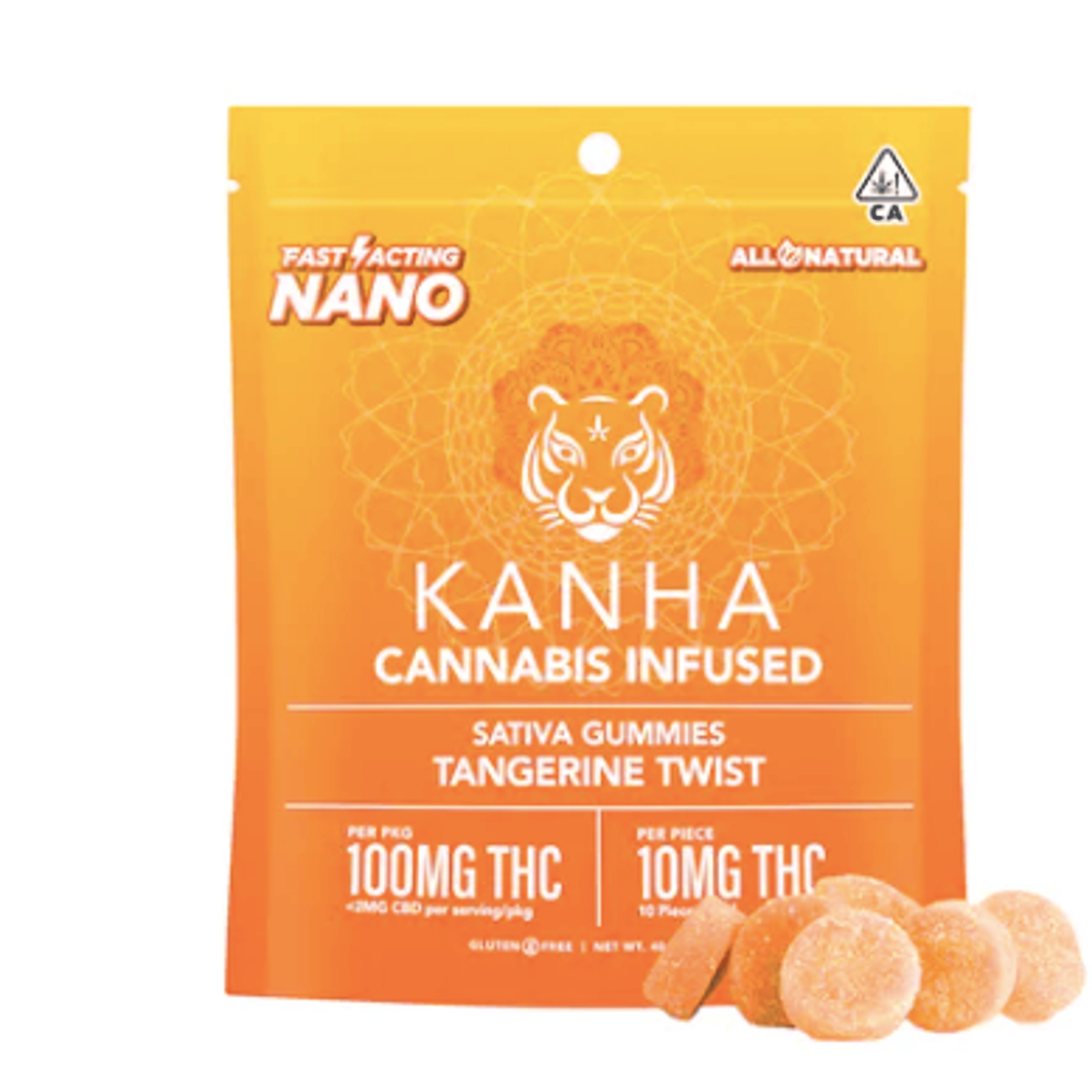 Sativa NANO Tangerine Twist Gummies - Kanha Treats - - $19 - Edible