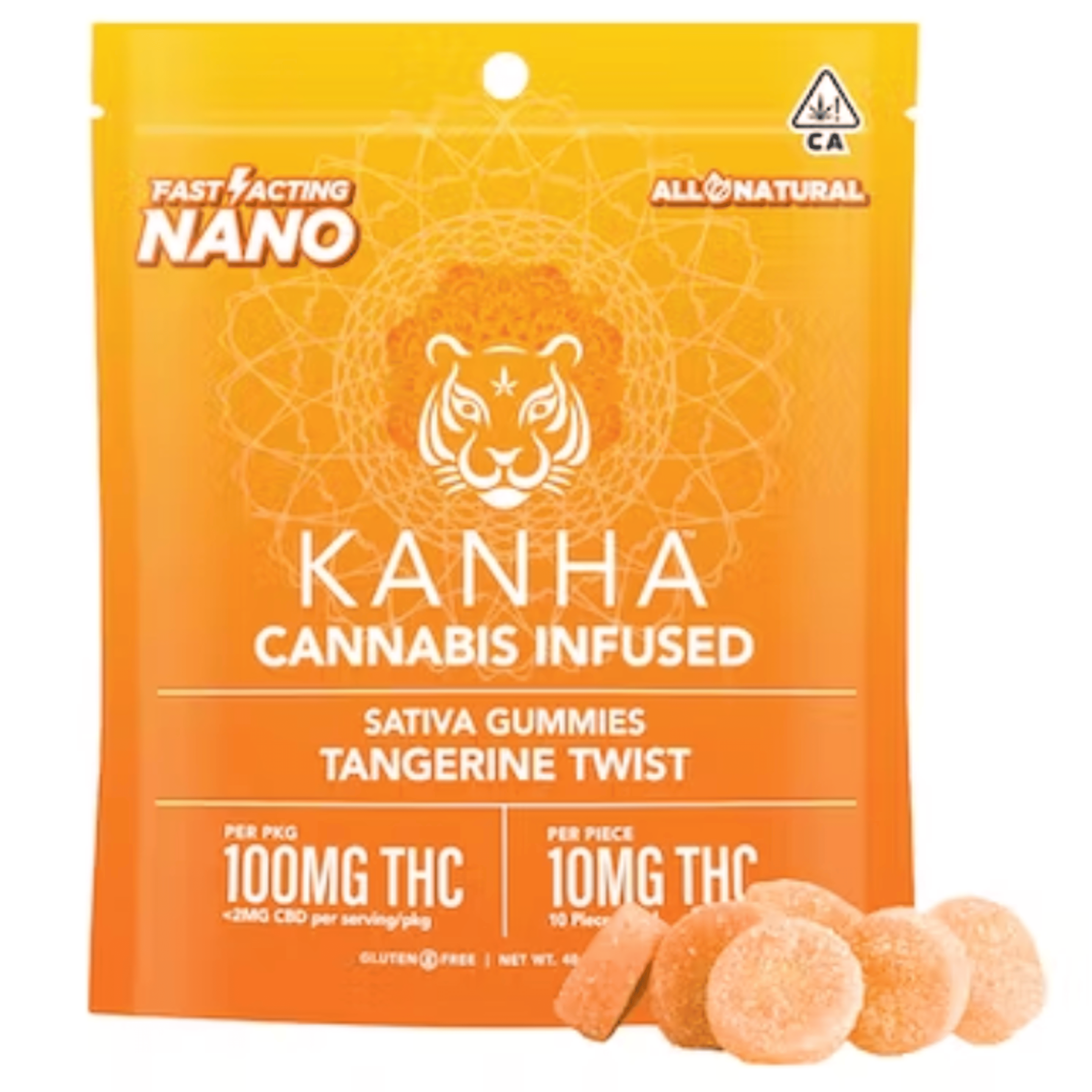 Tangerine Twist- 100mg Nano Gummies - Kanha - - $18 - Edibles