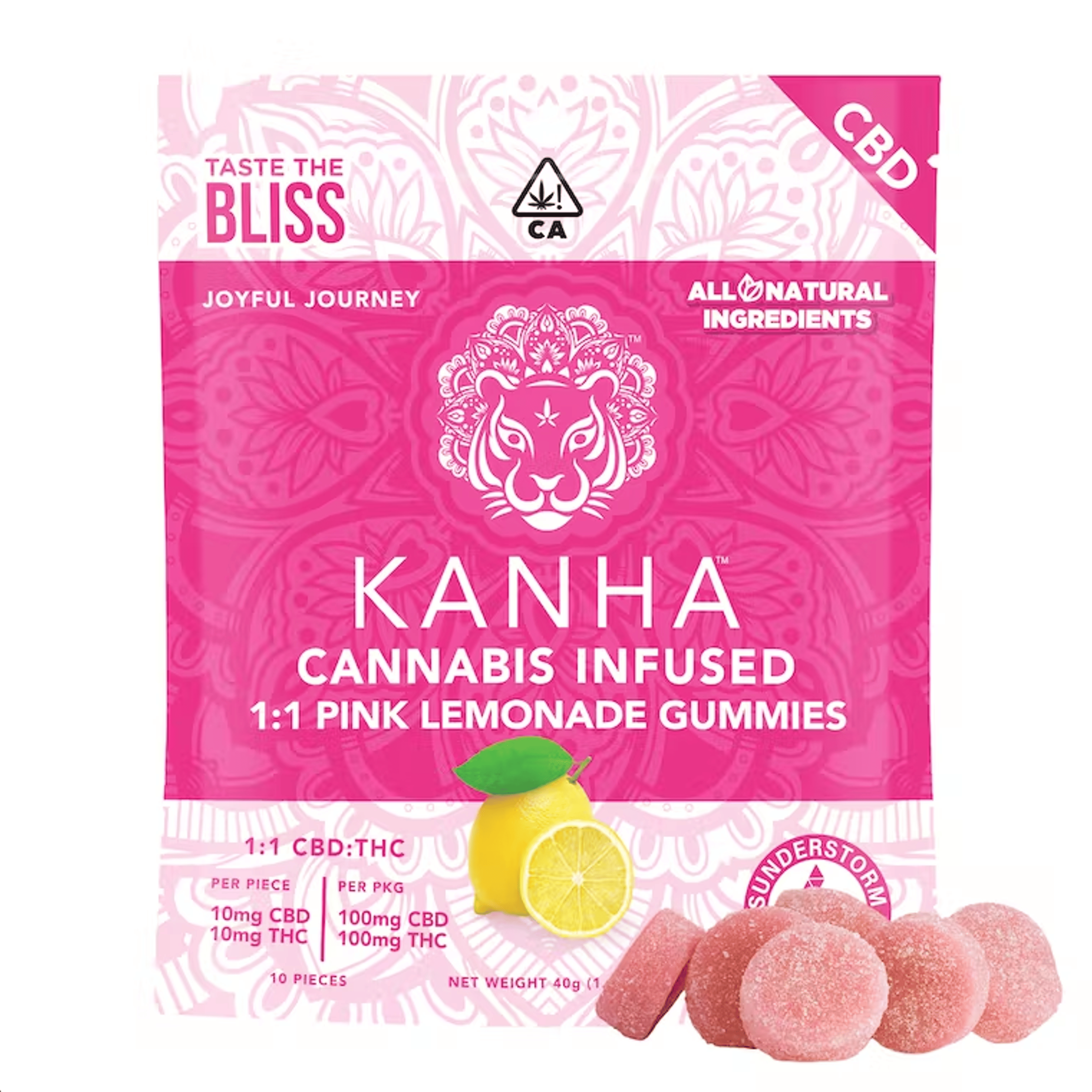 Pink Lemonade Gummies 1:1 CBD - Kanha - - $18 - Edibles