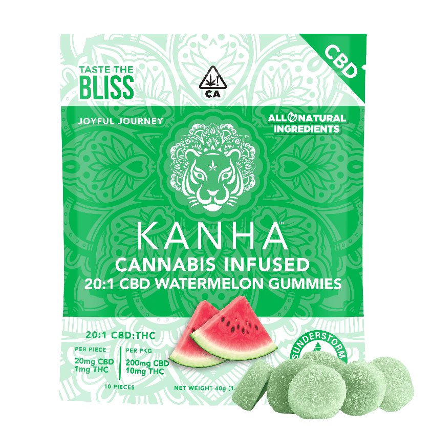 Watermelon Gummies 20:1 CBD - Kanha -  - $18 - Edibles