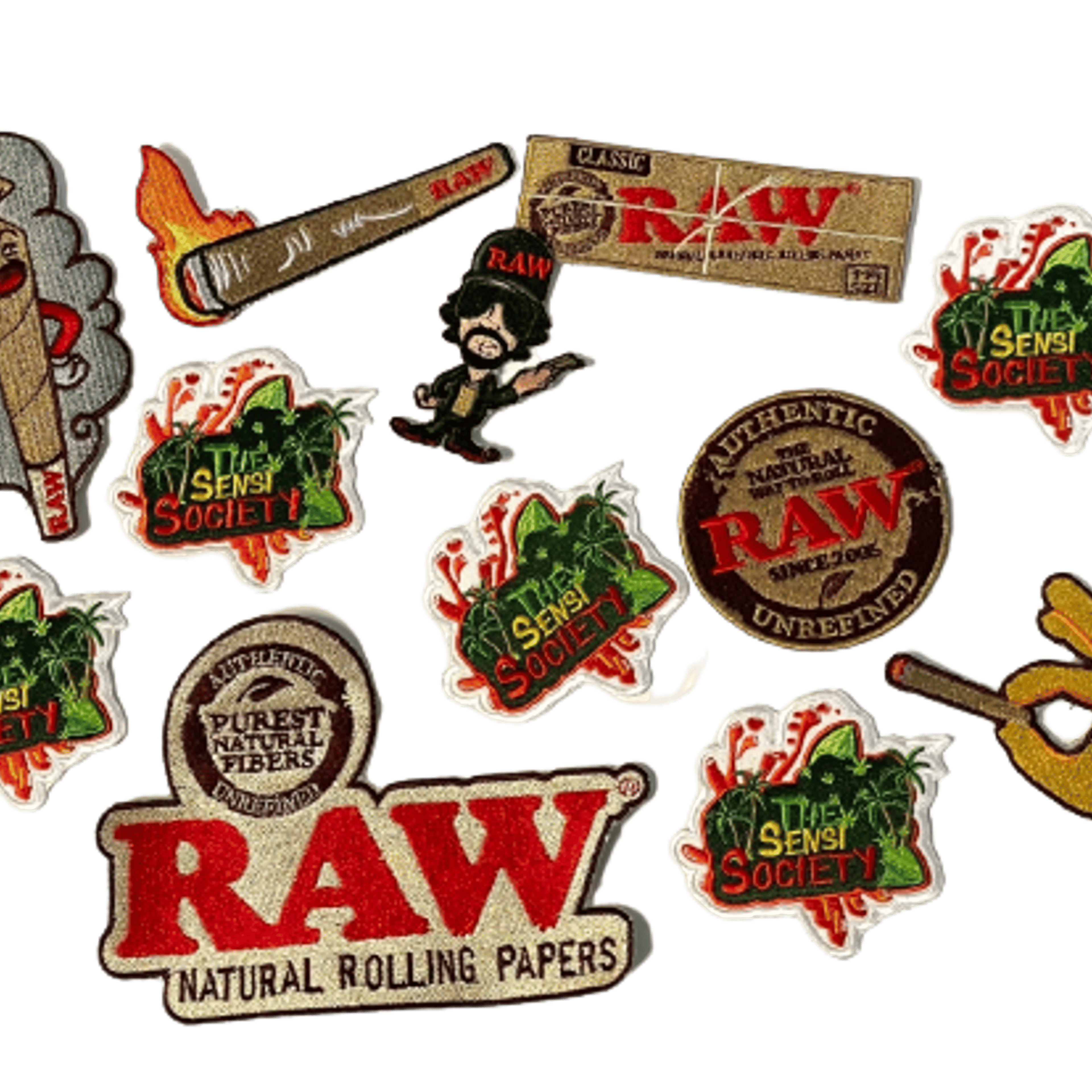 RAW x Sensi Iron-On Patches - 12 Total Assorted - RAW - - $28 - Accessories
