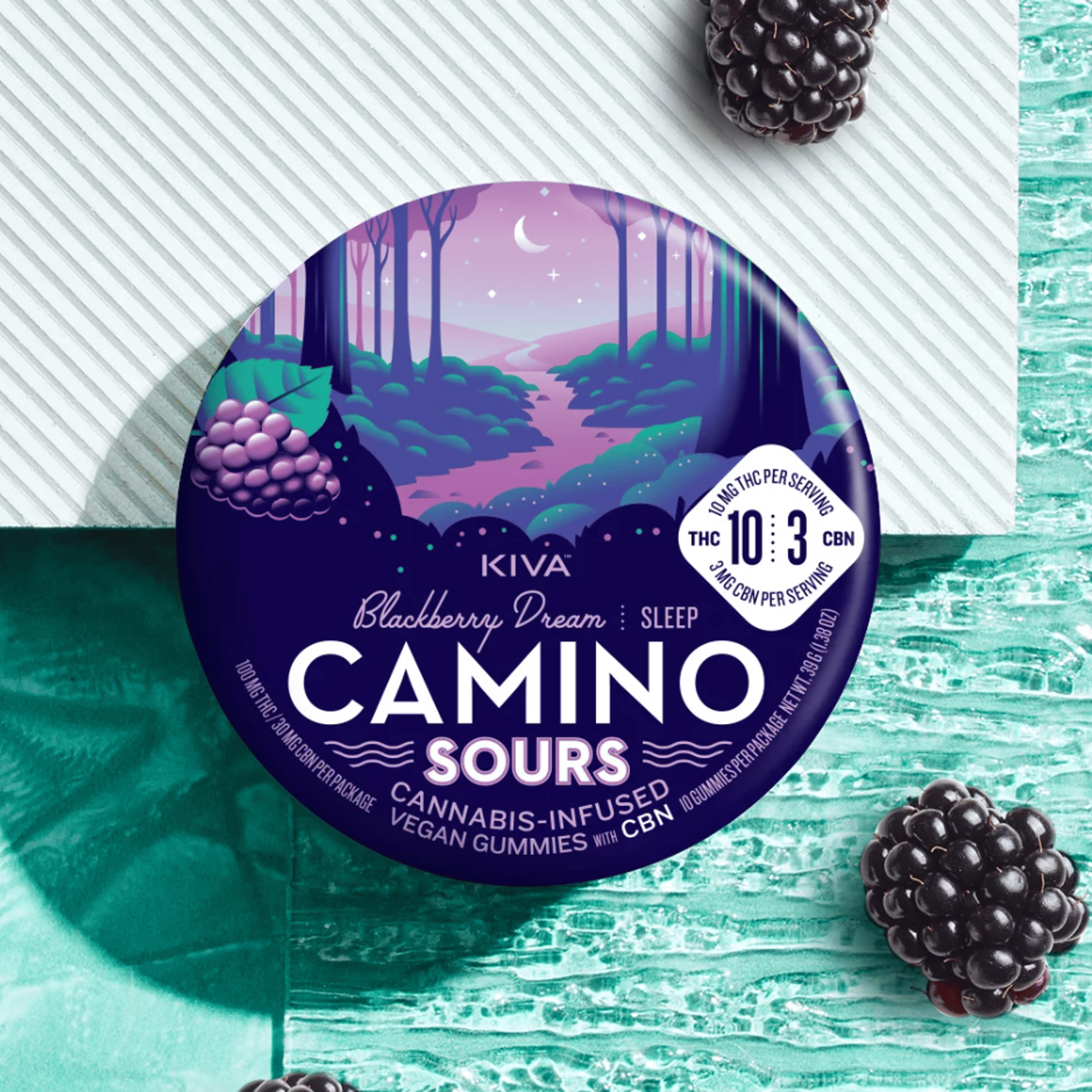 Camino Sours: Blackberry Sours (For SLEEP!) - Kiva Confections - - $26 - Edibles