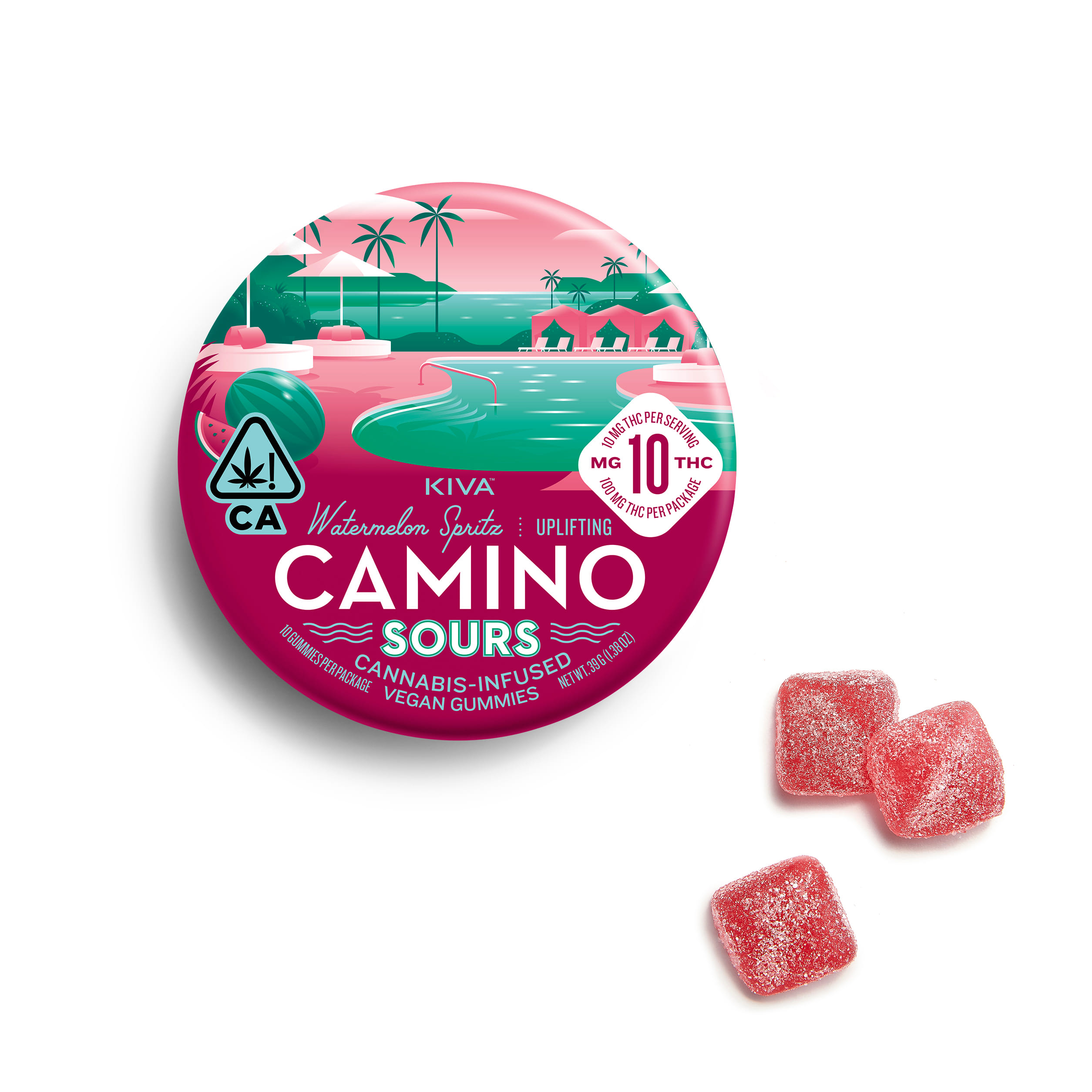 Sours Watermelon Spritz Gummies 10Pk Camino - Kiva -  - $19.74 - Edible