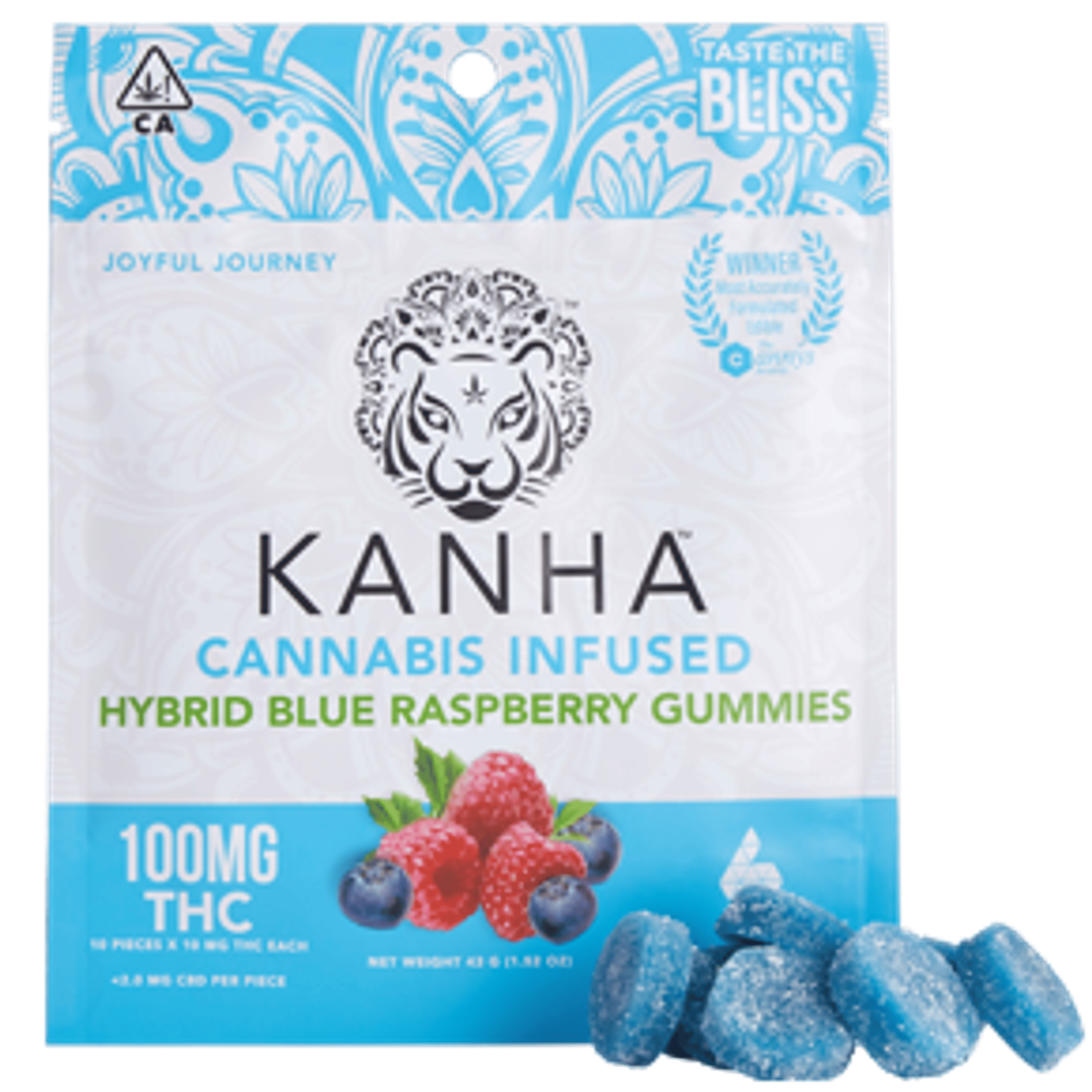 Blue Raspberry Gummies 100mg - Kanha - Gummies - $14 - Edible
