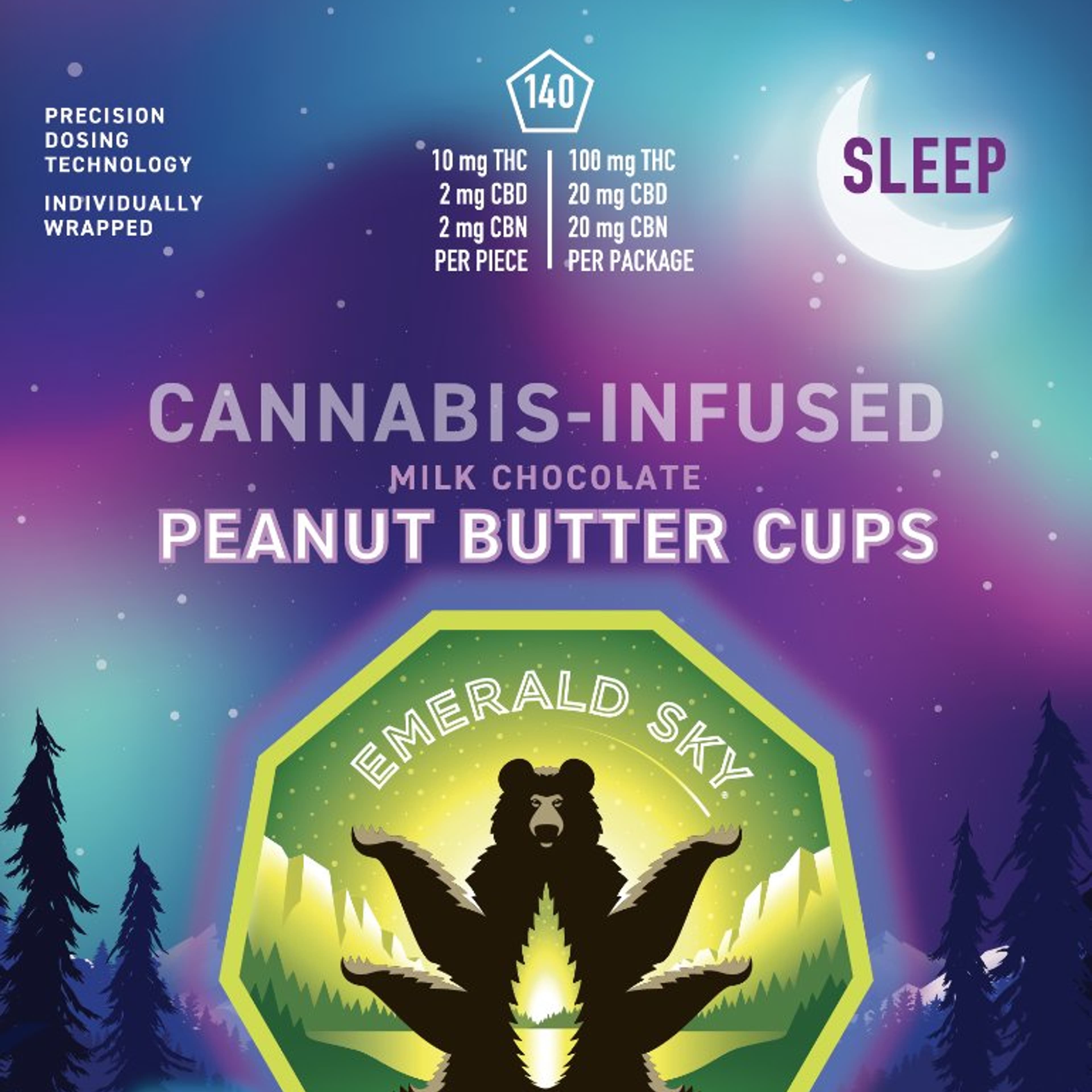 10mg Sleep Peanut Butter Cups - Emerald Sky - Sleep 10:2:2 - $24 - Edibles
