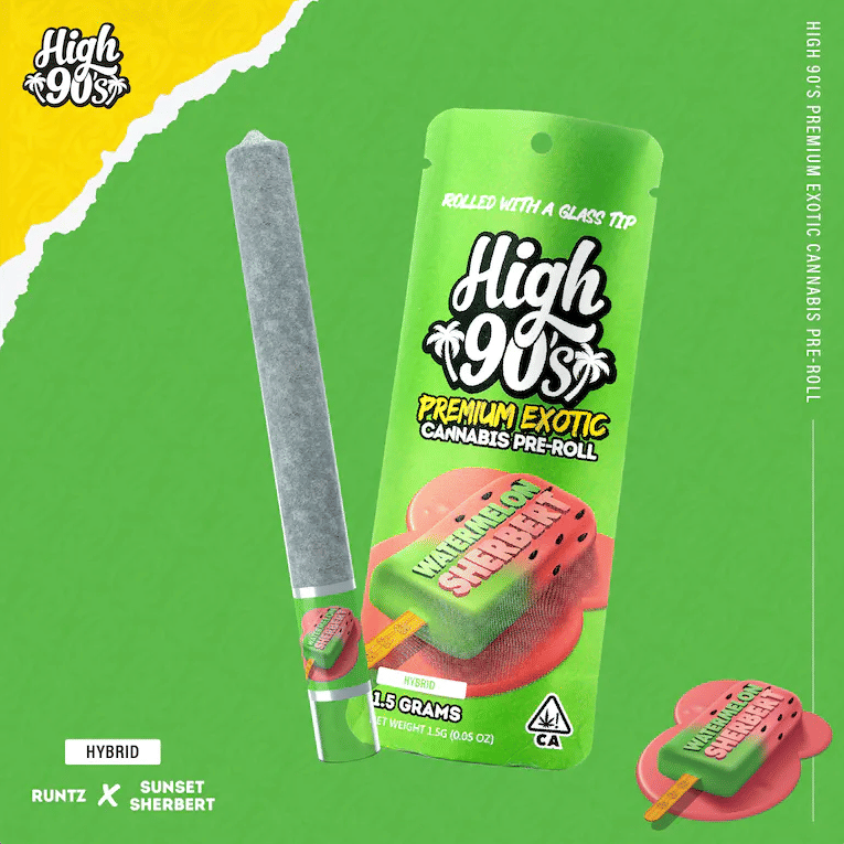 High 90's High Roller | 1.5g - Watermelon Sherbert - Pre-Roll - Hybrid - High 90's -  - $15.31 - Pre-Rolls