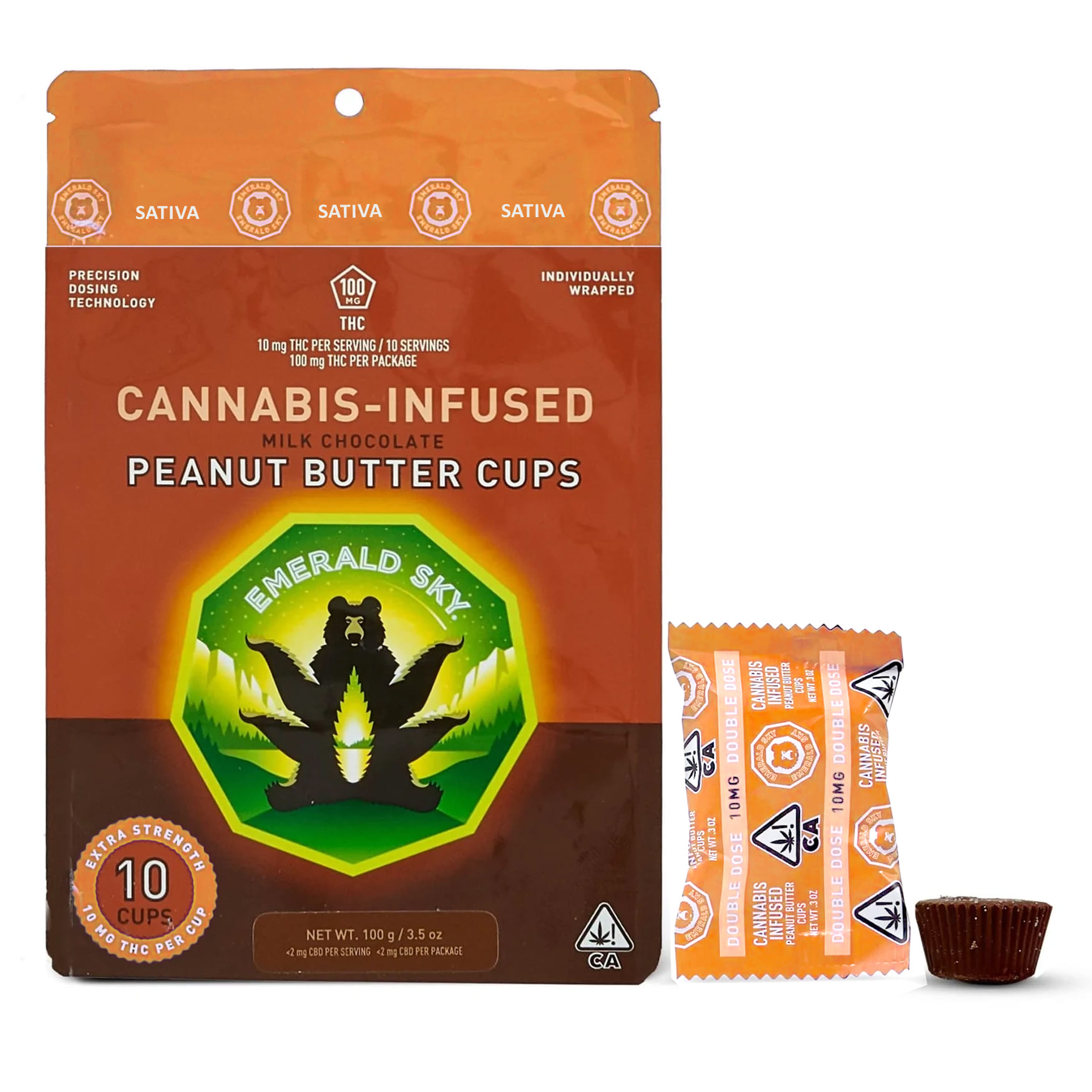 Sativa Milk Chocolate Peanut Butter Cups 10pk - Emerald Sky - Sativa Peanut Butter Cups - $16 - Edibles