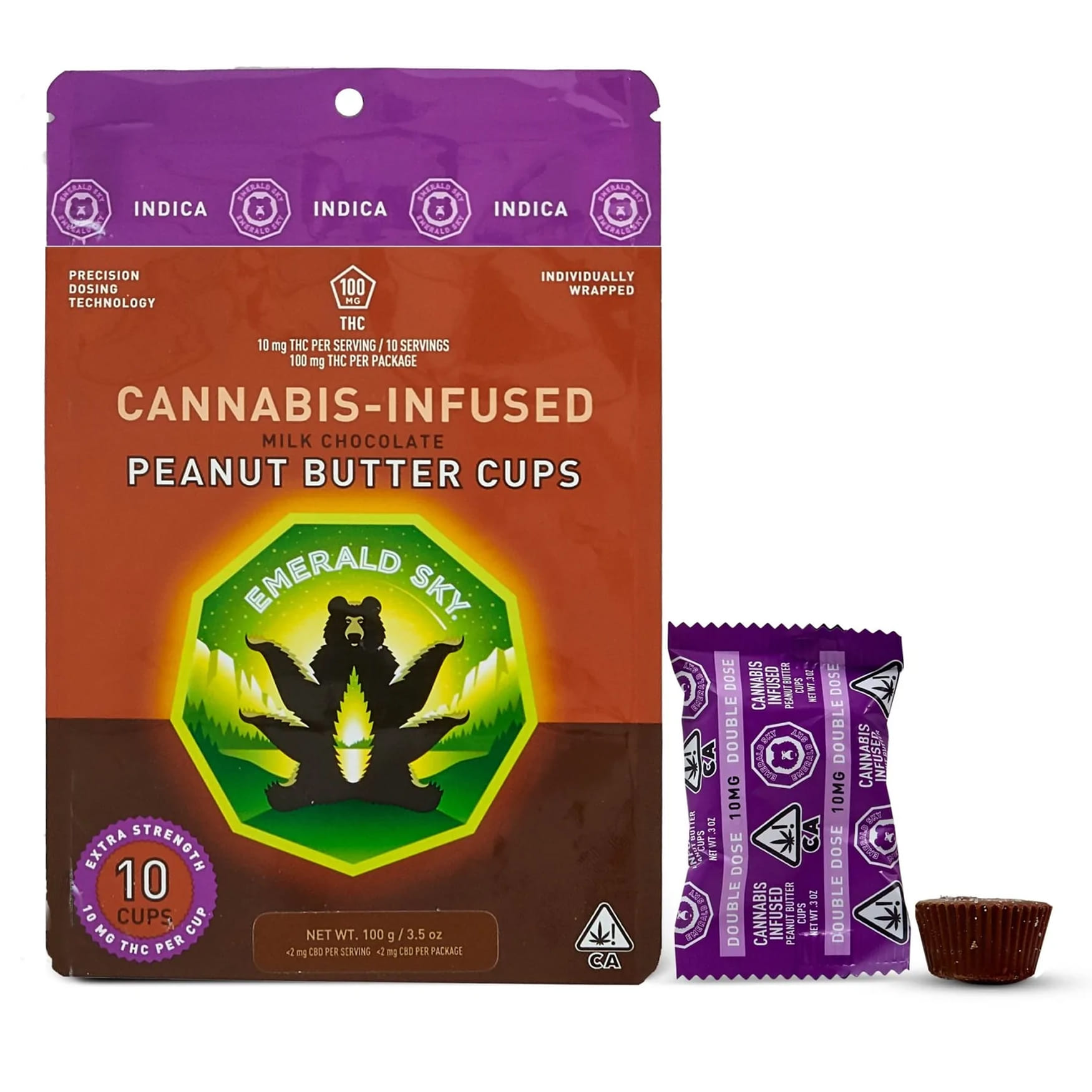Indica Milk Chocolate Peanut Butter Cups 10pk - Emerald Sky - Indica Peanut Butter Cups - $16 - Edibles