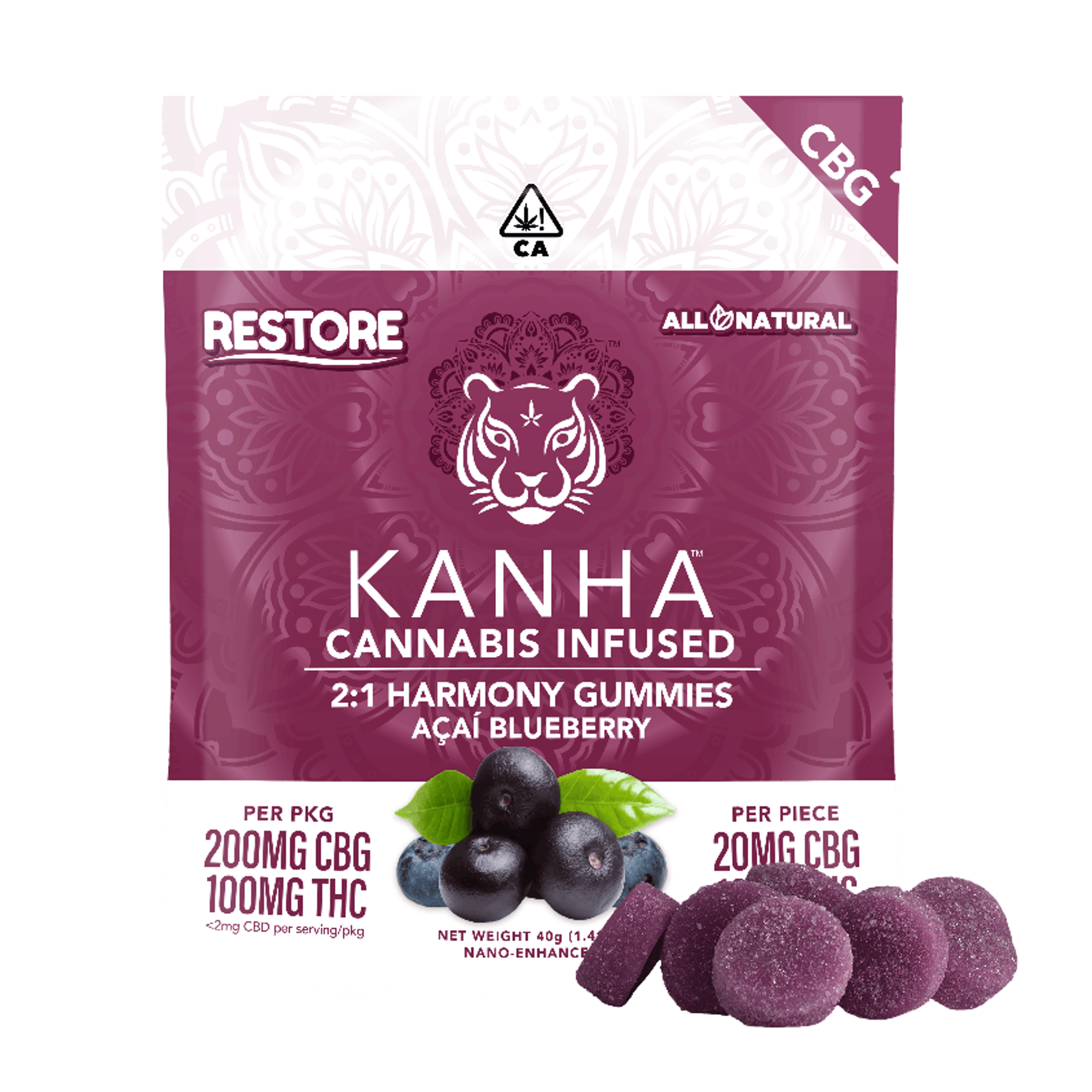 Acai Blueberry | Nano Gummies | 2:1 CBG - Kanha - - $19 - Edibles
