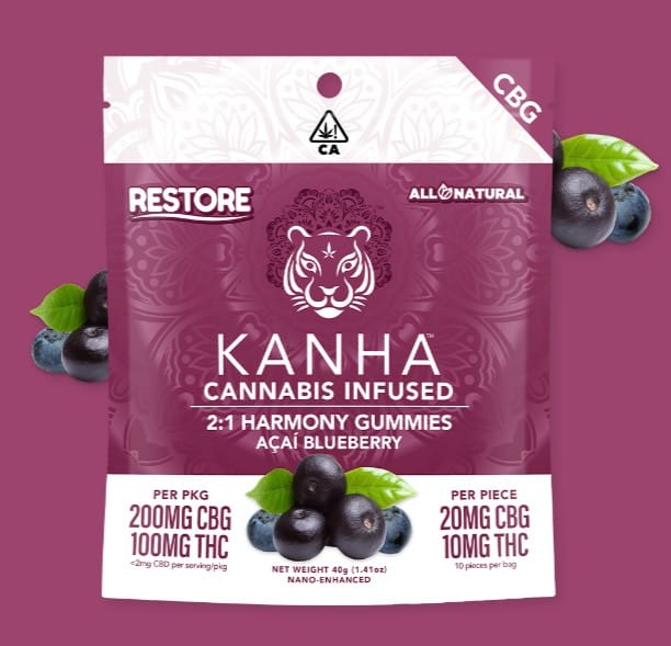 2:1 Harmony Acai Blueberry CBG 100mg - Kanha - Gummies - $20 - Edible