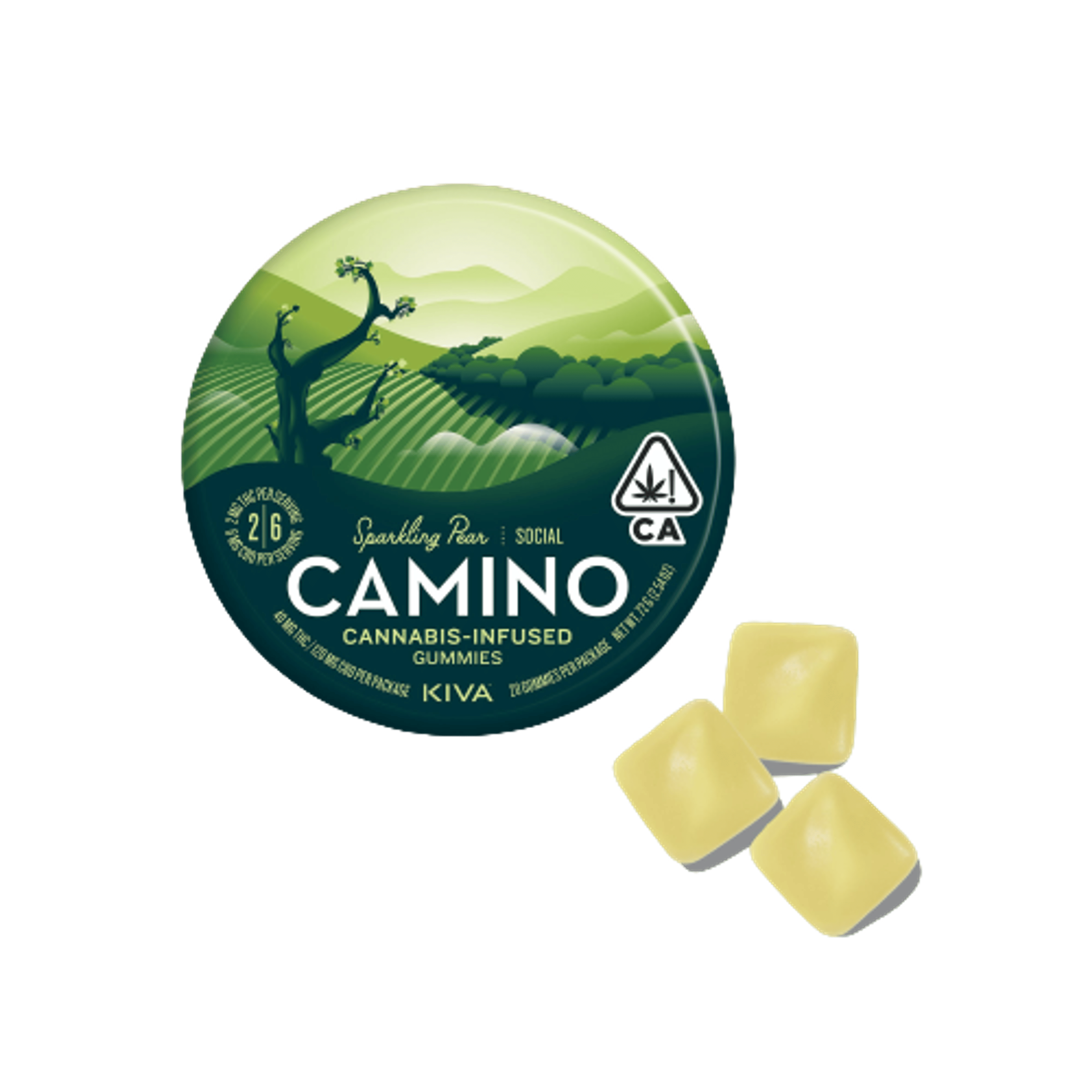 Camino 2:6 CBD Sparkling Pear "Social" Gummies - Kiva Confections - 20 Gummies - $20.99 - Edibles