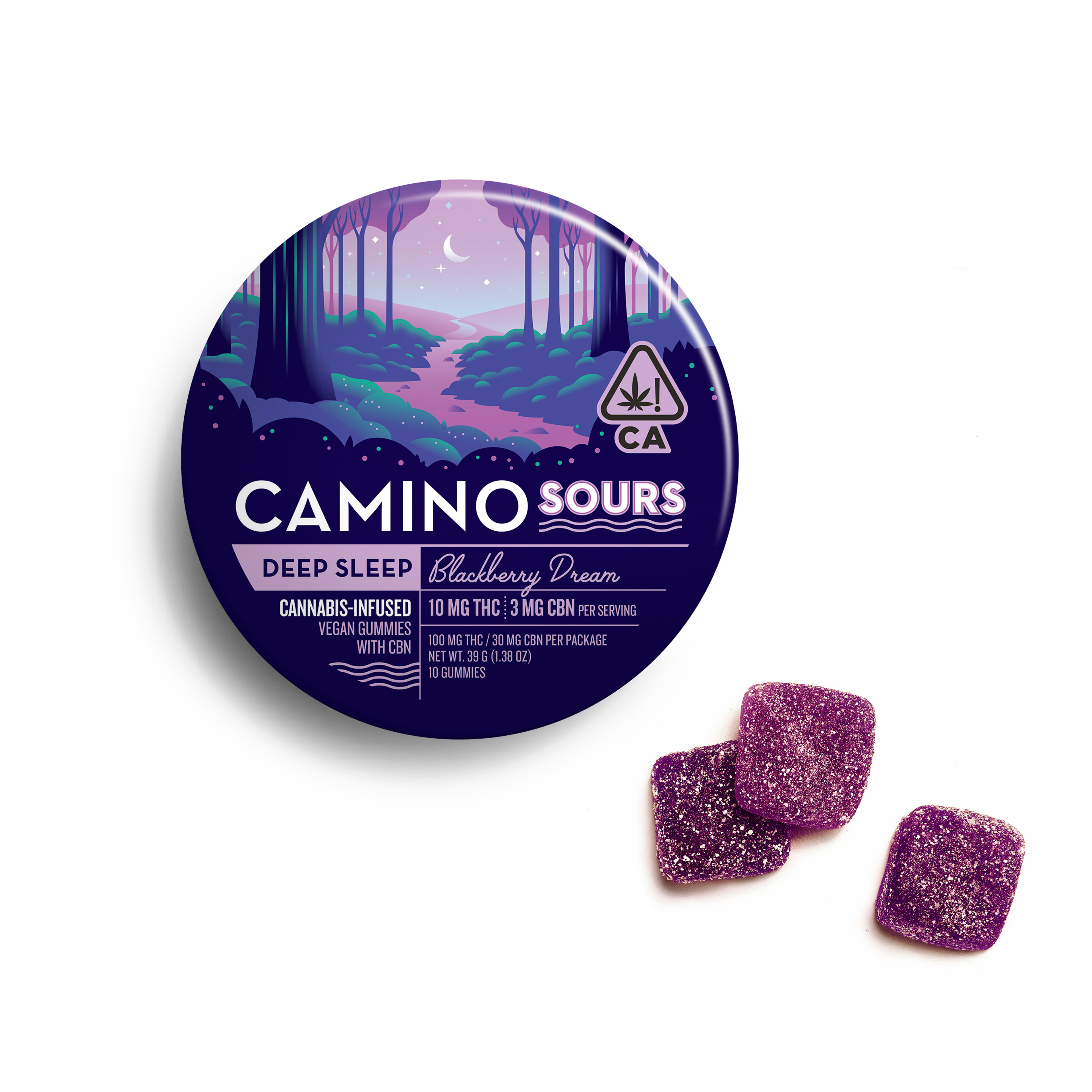 Camino Sours - Blackberry Dream CBN 'Sleep' - Gummies 10:3 THC / CBN - 100mg - Kiva - - $19.99 - Edibles