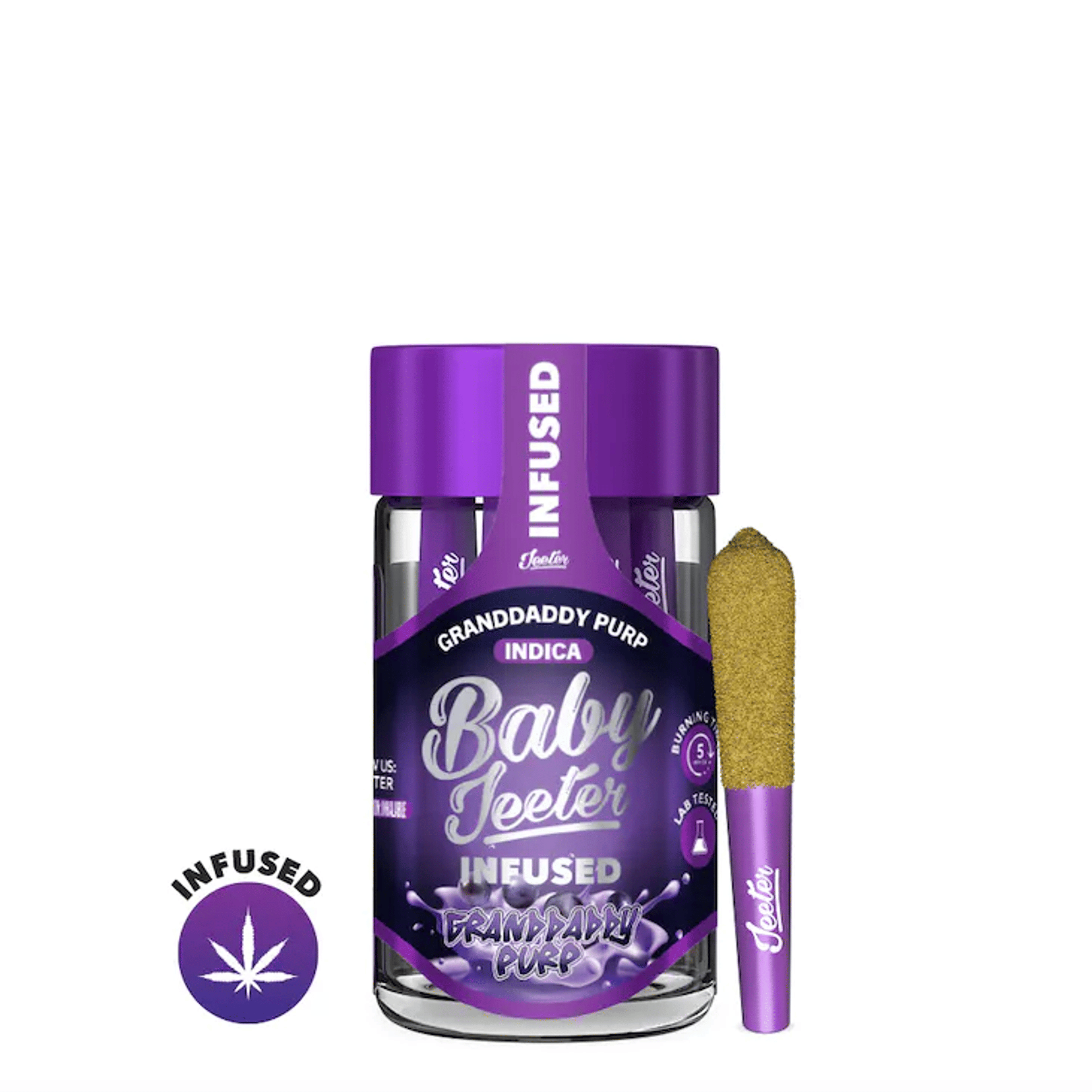 Jeeter Baby | .5gx5pk - Granddaddy Purp - INFUSED Pre-Rolls - Indica - Jeeter - - $35 - Pre-Rolls