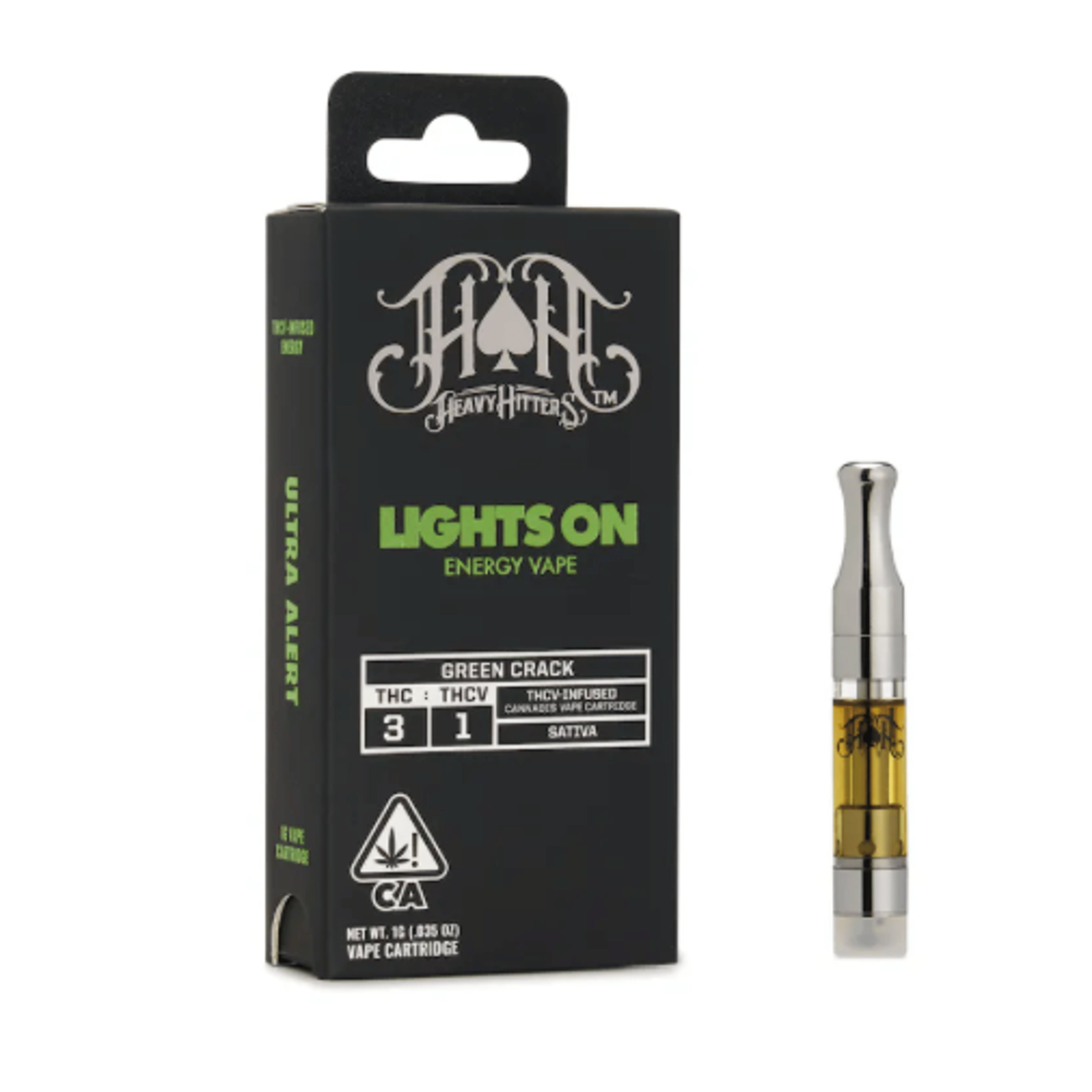 Lights ON Green Crack 3:1 THC:THCV Limited Edition Cart - Heavy Hitters - - $74 - Cartridges