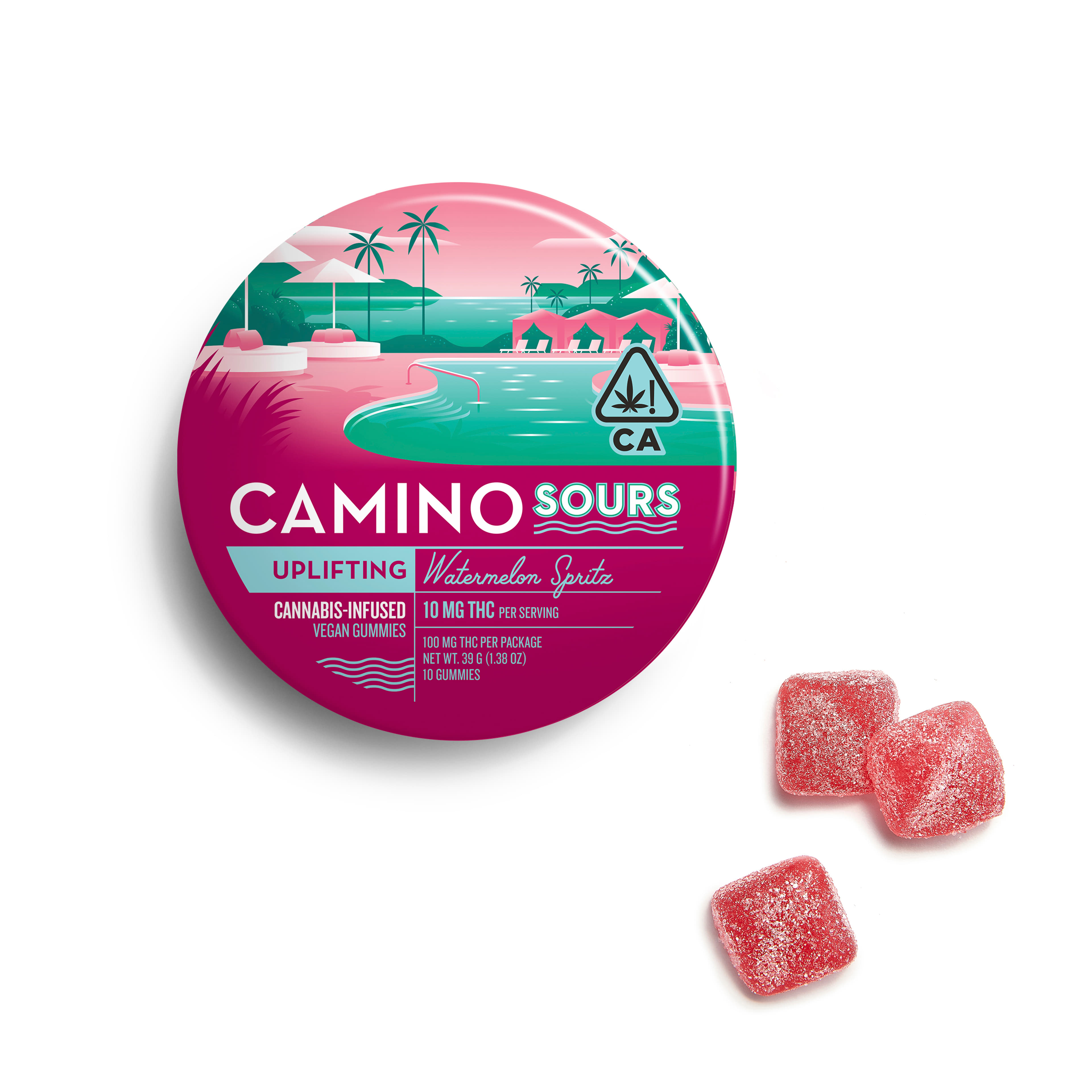 Camino Sours - Watermelon Spritz 'Uplifting' - Gummies - 100mg - Kiva - - $17.99 - Edibles