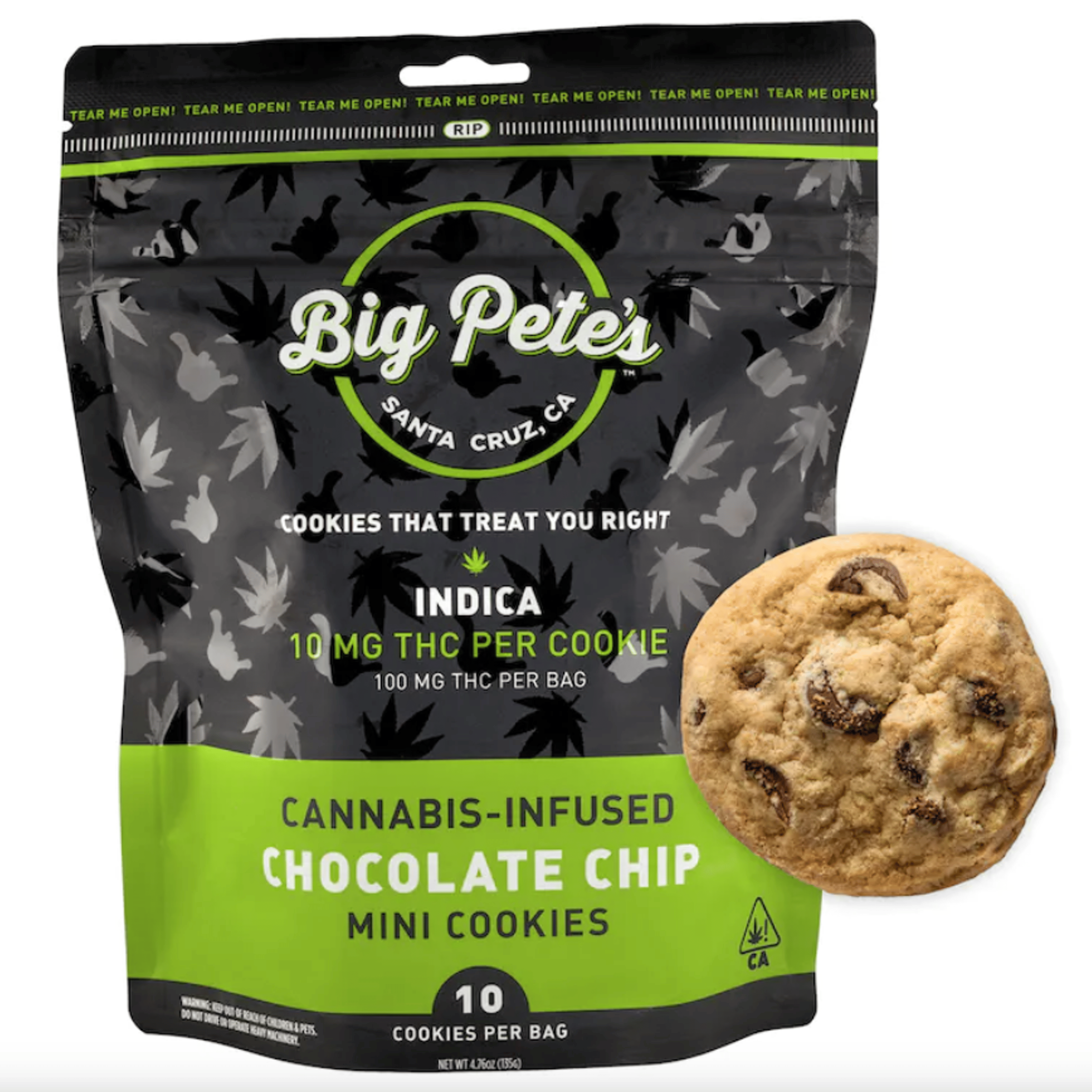 Indica Chocolate Chip Mini Cookies 10Pk - Big Pete's Treats - - $20 - Edible