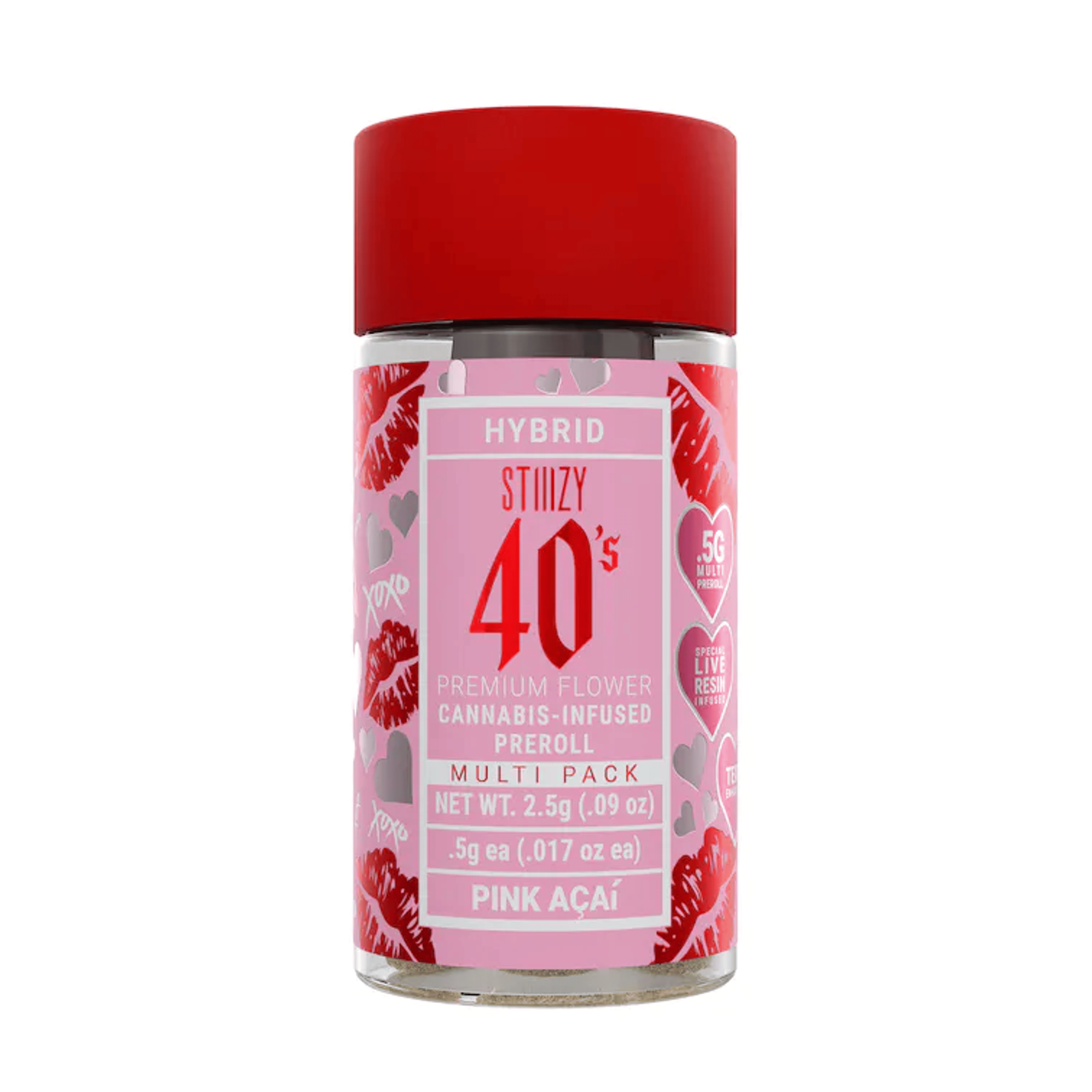 STIIIZY 40's | .5gx5pk - Pink Acai - Infused Pre-Rolls - Hybrid - STIIIZY - - $33 - Pre-Rolls