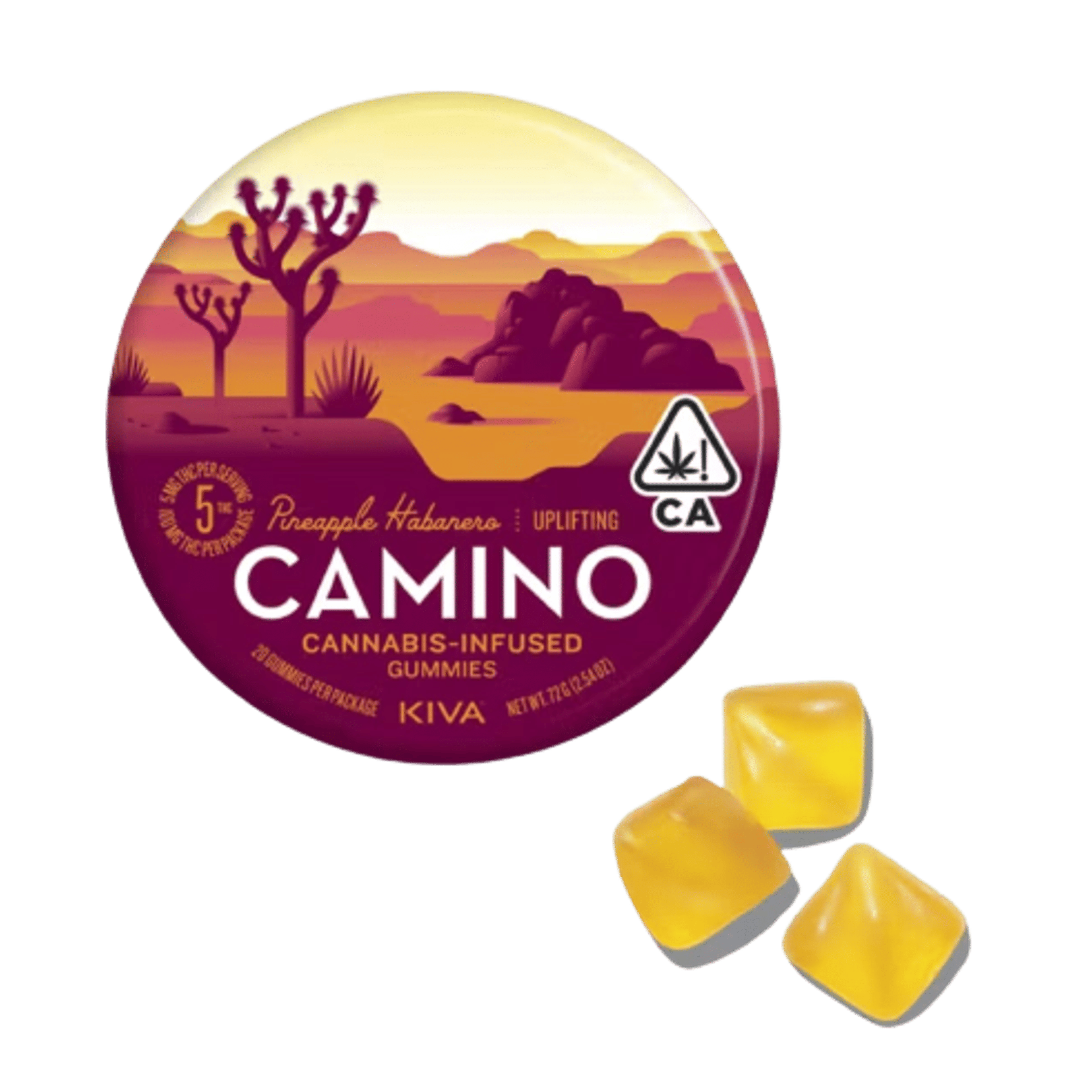 Camino Pineapple Habanero "Uplifting" Gummies - Kiva Confections - 20 Gummies - $19.99 - Edibles