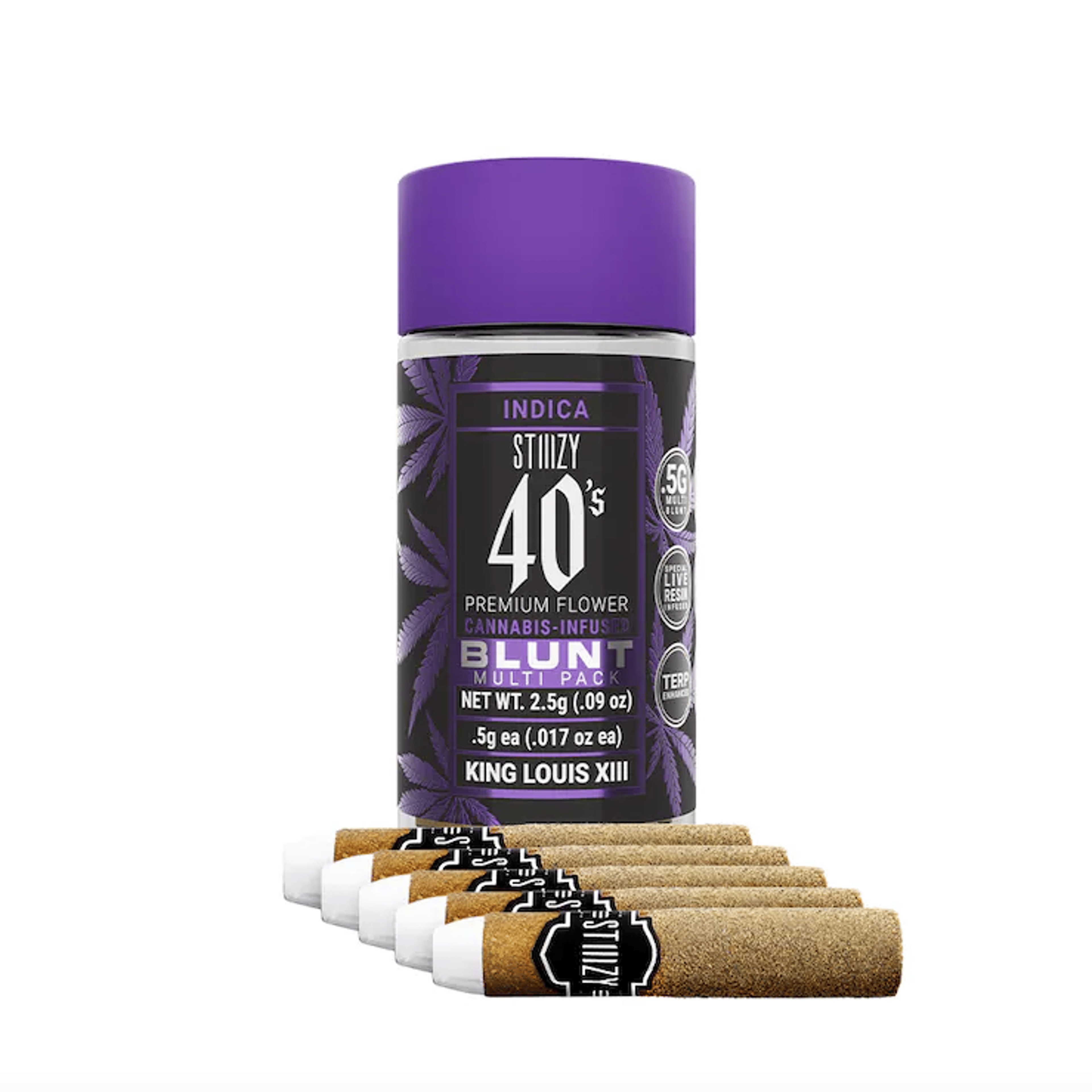 STIIIZY 40's Blunts | .5gx5pk - King Louis XIII - Infused - Indica - STIIIZY - - $34 - Pre-Rolls