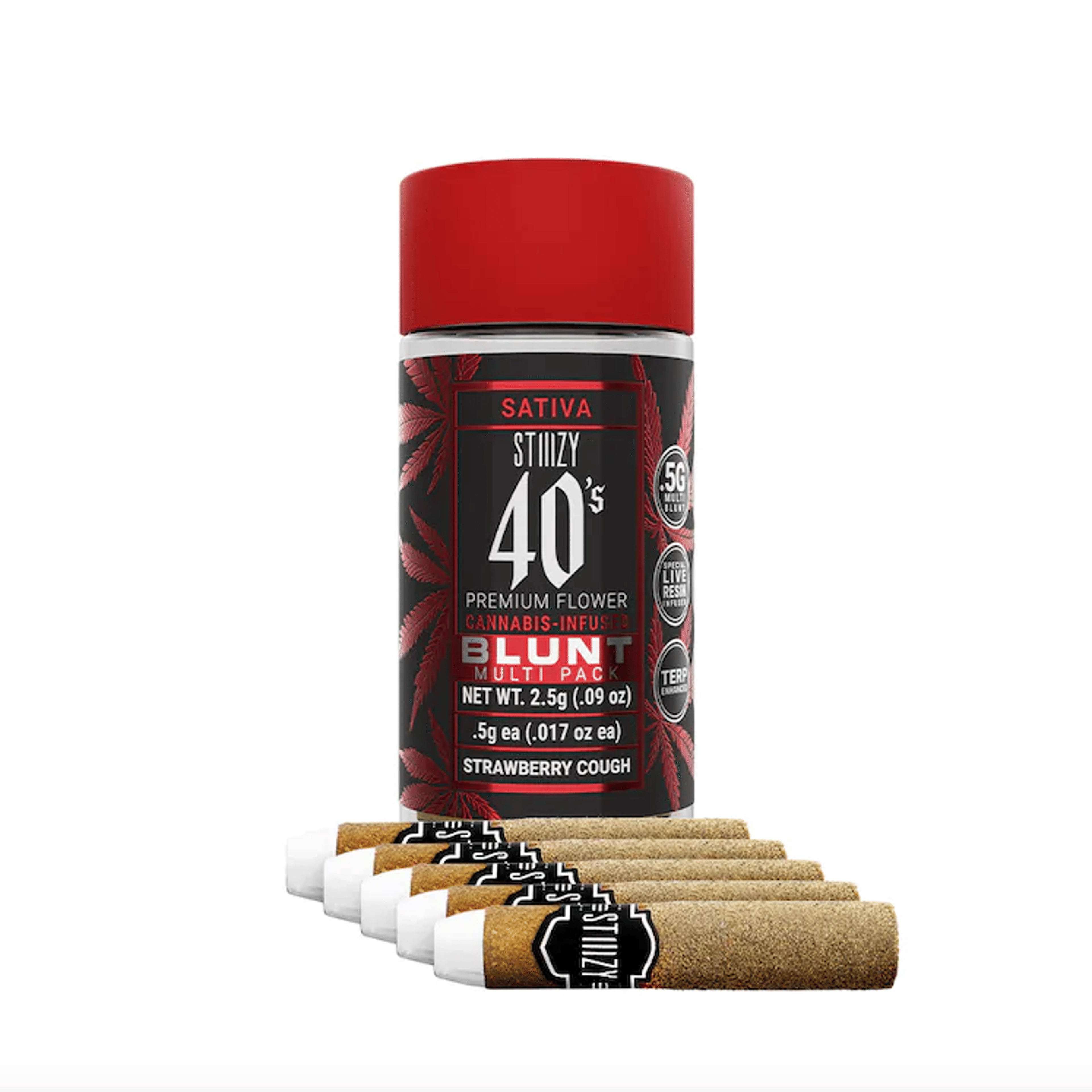 STIIIZY 40's Blunts | .5gx5pk - Strawberry Cough - Infused - Sativa - STIIIZY - - $34 - Pre-Rolls