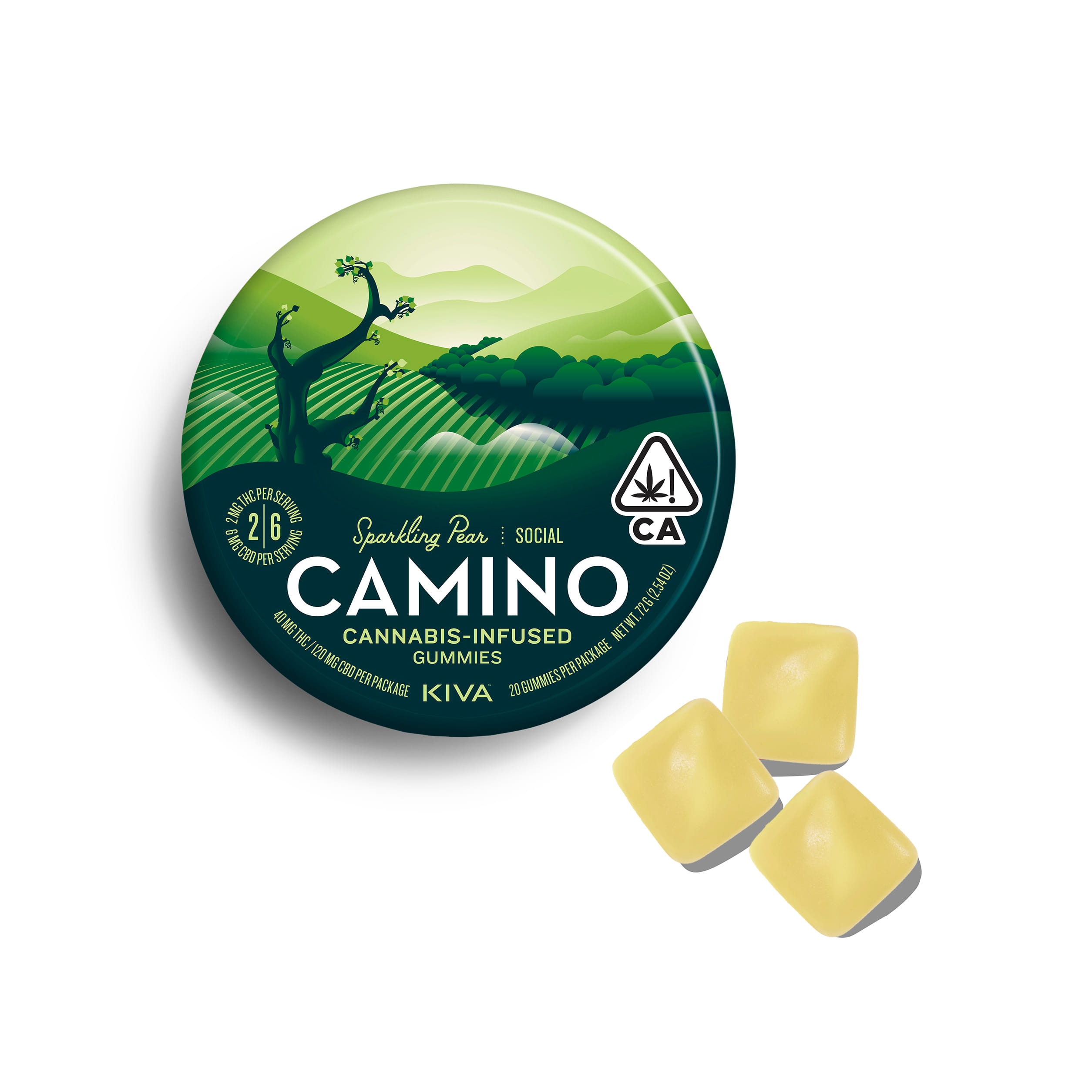 Camino - Sparkling Pear 'Social' - Gummies - 1:3 THC/CBD - Kiva -  - $19.99 - Edibles