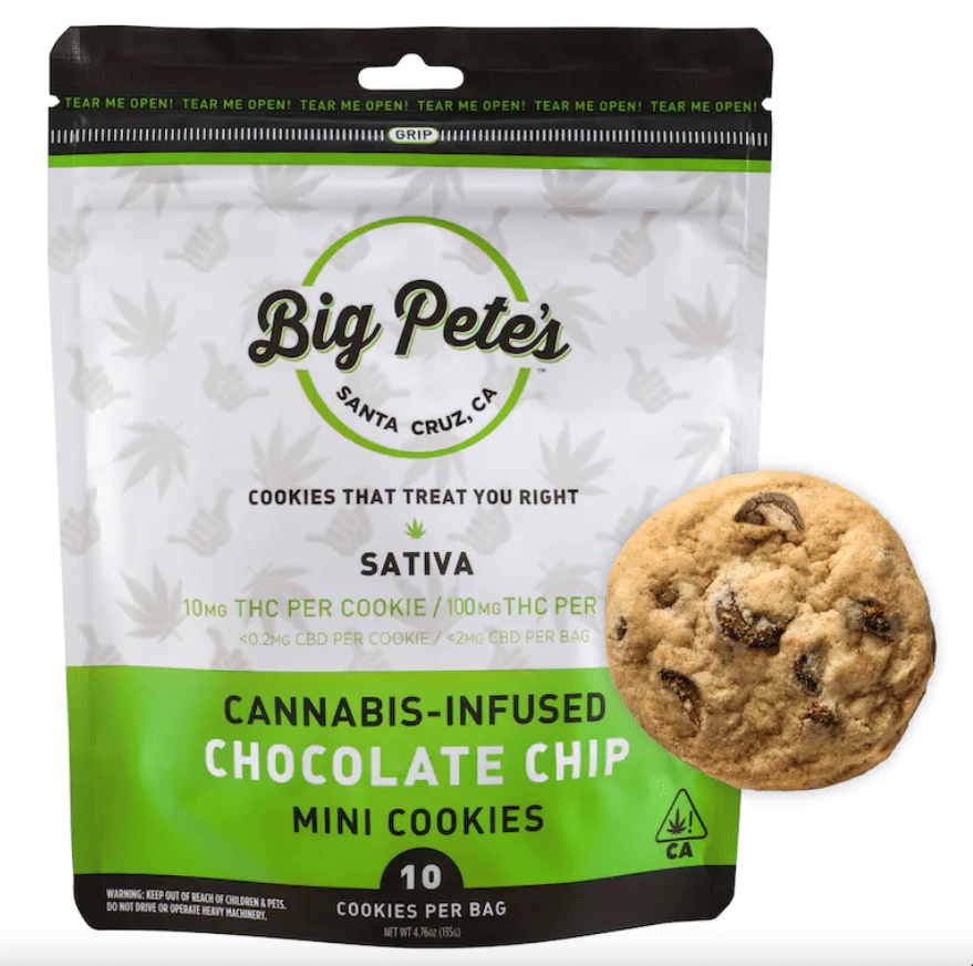 Sativa Chocolate Chip Mini Cookies 10Pk - Big Pete's Treats -  - $20 - Edible