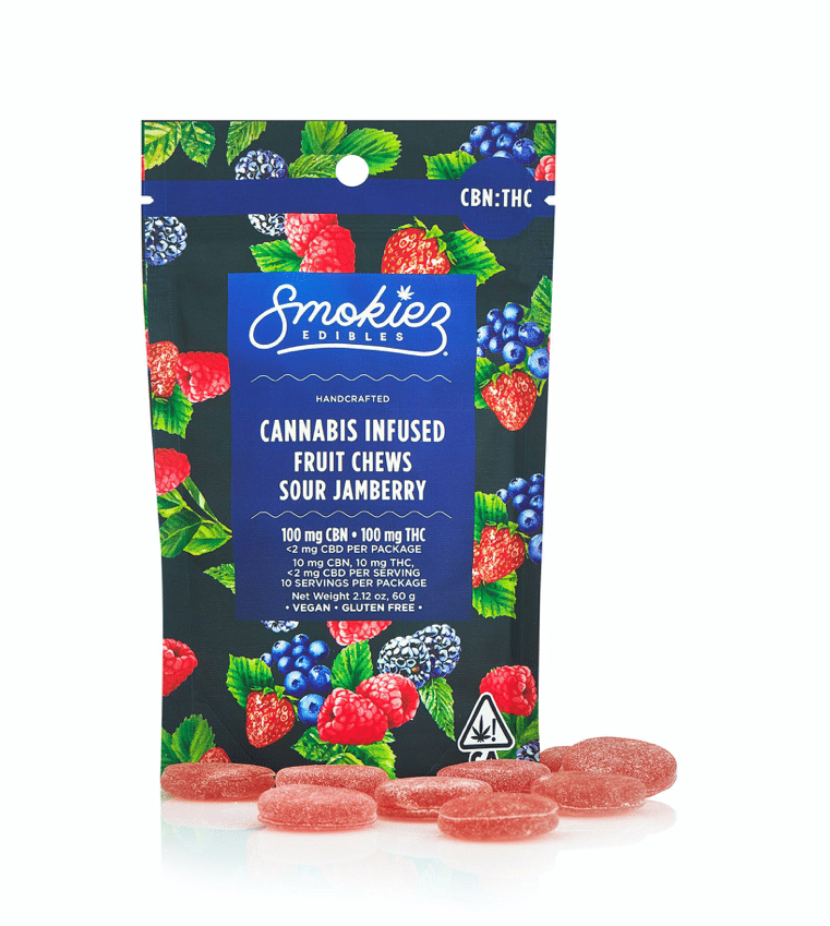 Smokiez | 100mg 1:1 THC: CBN Fruit Chews - Sour Jamberry - Smokiez -  - $18 - Edibles