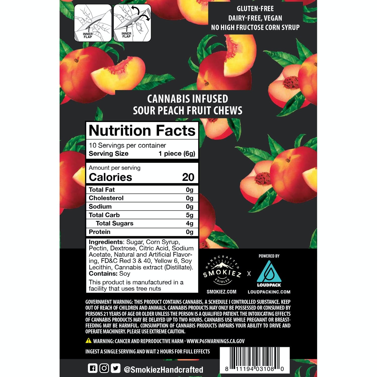 Smokiez: Sour Peach Fruit Chews - Smokiez -  - $23 - Edibles