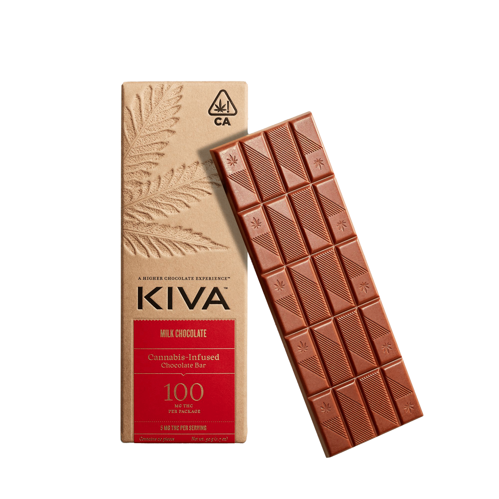 Milk Chocolate Bar - Kiva Confections - 20 Piece - $21.99 - Edibles