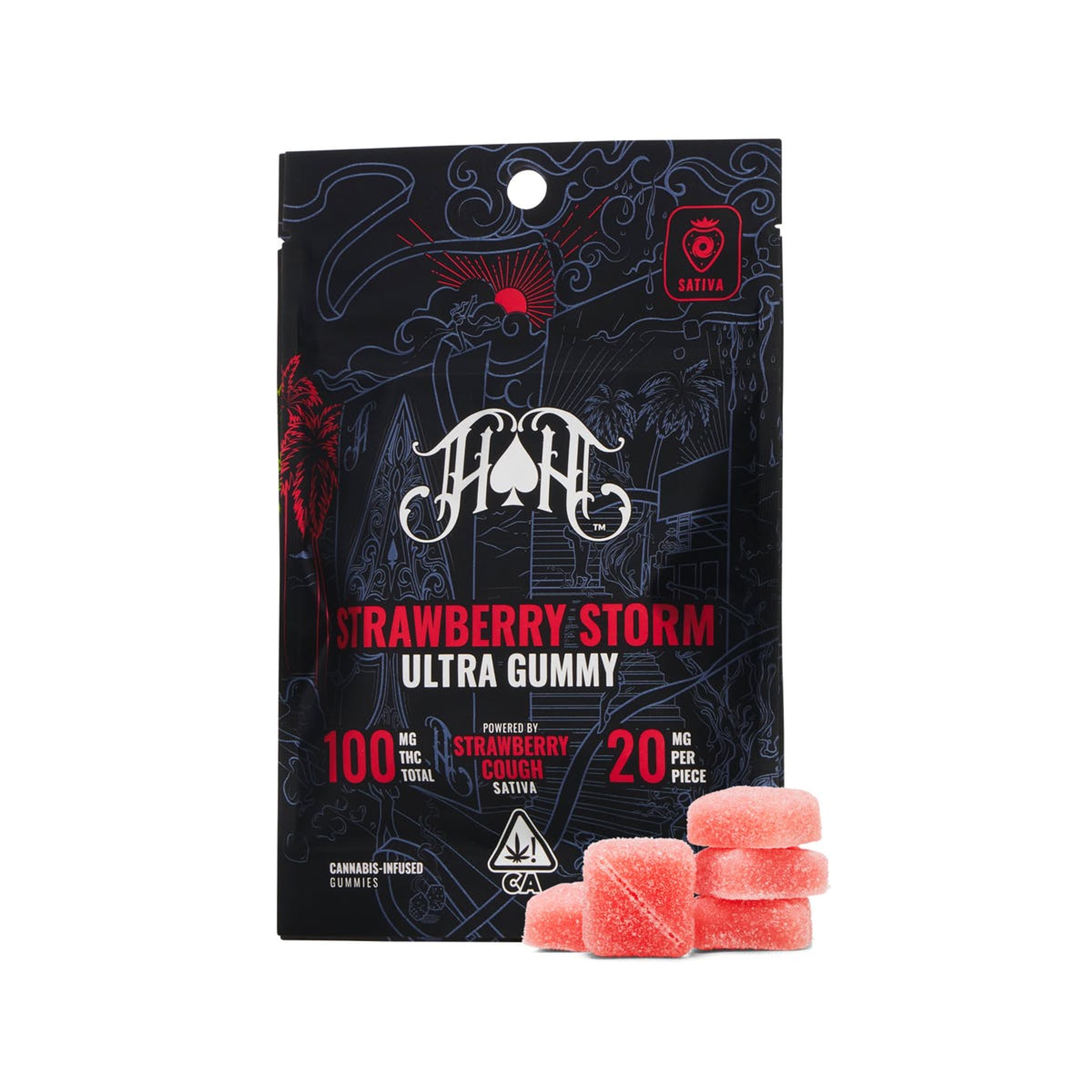 Strawberry Storm "Strawberry Cough" THC Gummy Pack (20mg x 5) - 100MG - Heavy Hitters - - $17 - Edibles