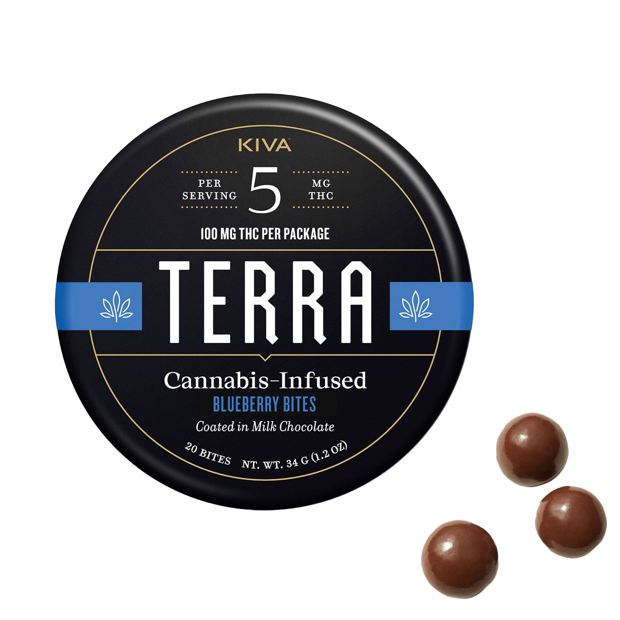 Terra Milk Chocolate "Blueberry" Bites - Kiva Confections - 100mg (20 Piece) - $21.99 - Edibles