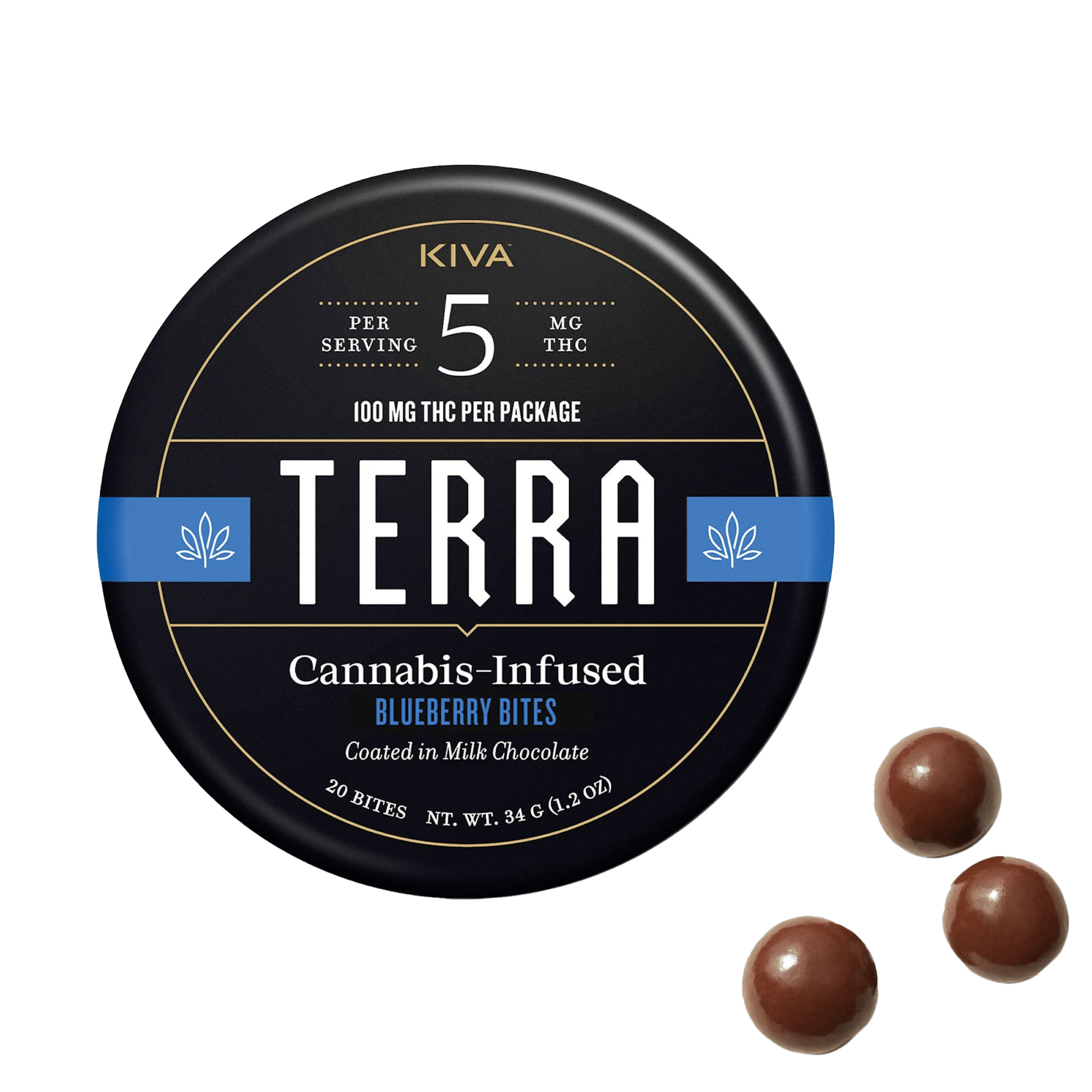 Terra Milk Chocolate "Blueberry" Bites - Kiva Confections - 100mg (20 Piece) - $21.99 - Edibles