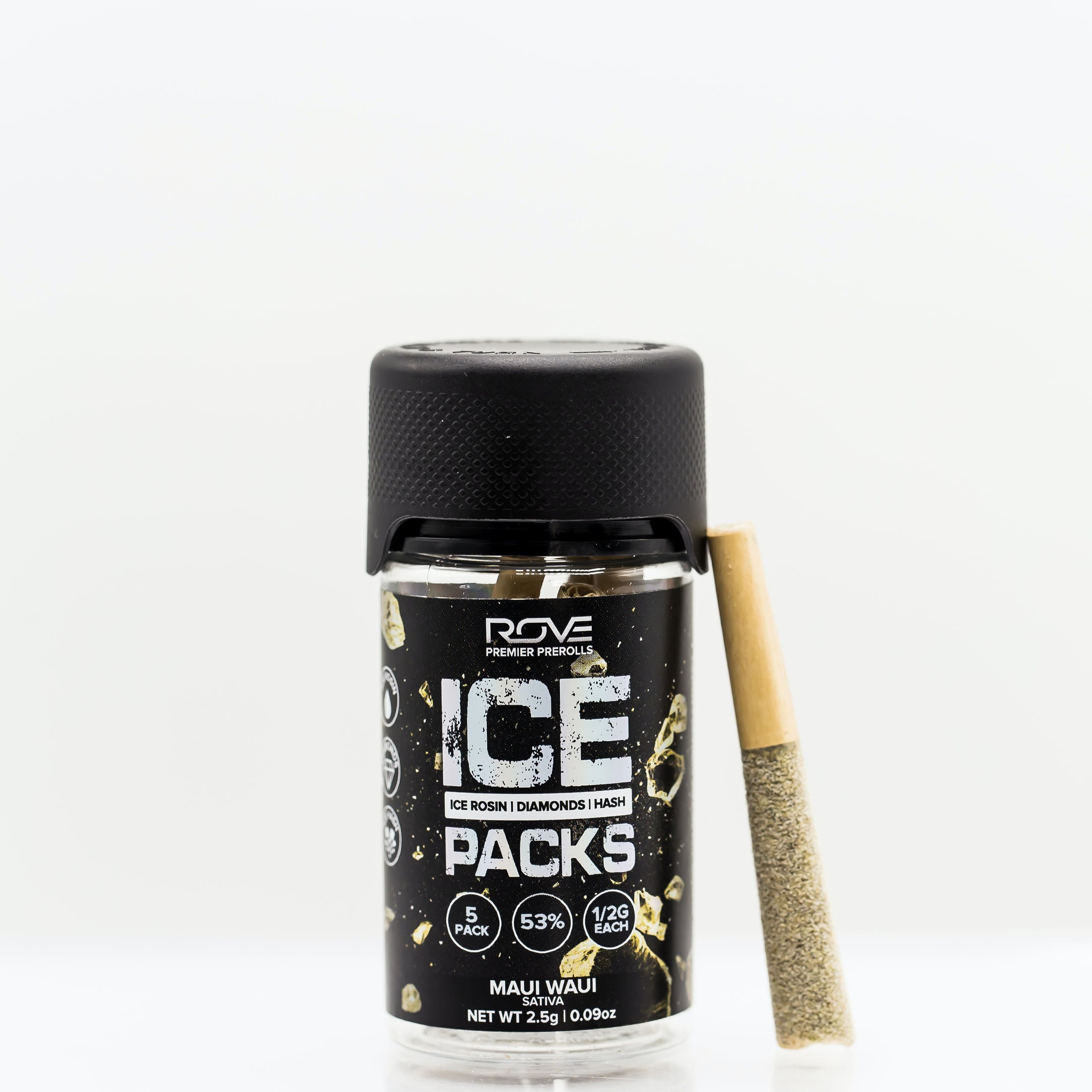 Maui Waui | Ice Packs Rosin, Diamond, Hash Infused | 5pk - ROVE - Maui Waui | Ice Packs Rosin, Diamond, Hash Infused | 5pk - $30 - Pre-Rolls
