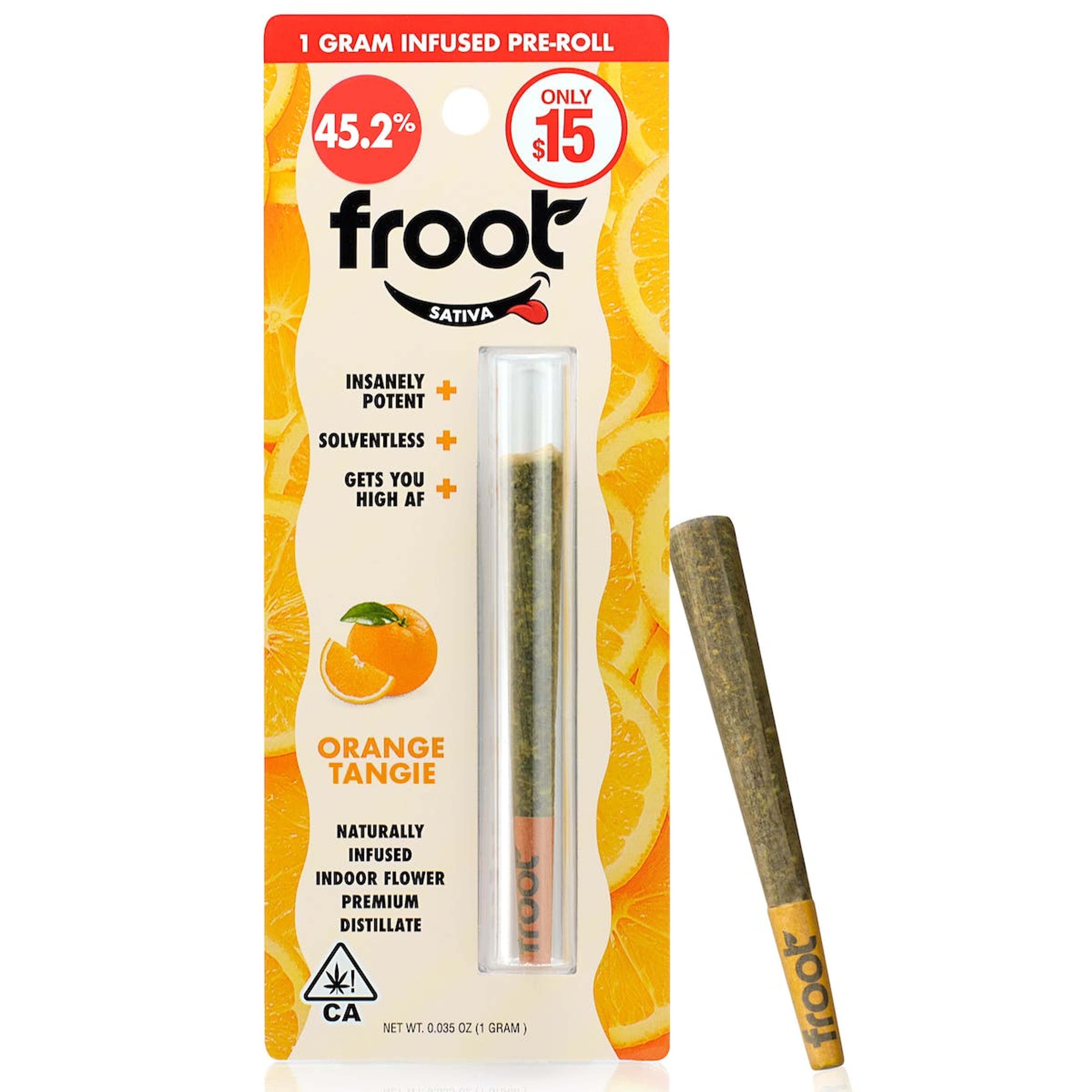 Froot: Orange Tangie Infused Pre-Roll - 1g - Froot - - $15 - Infused Pre-Rolls